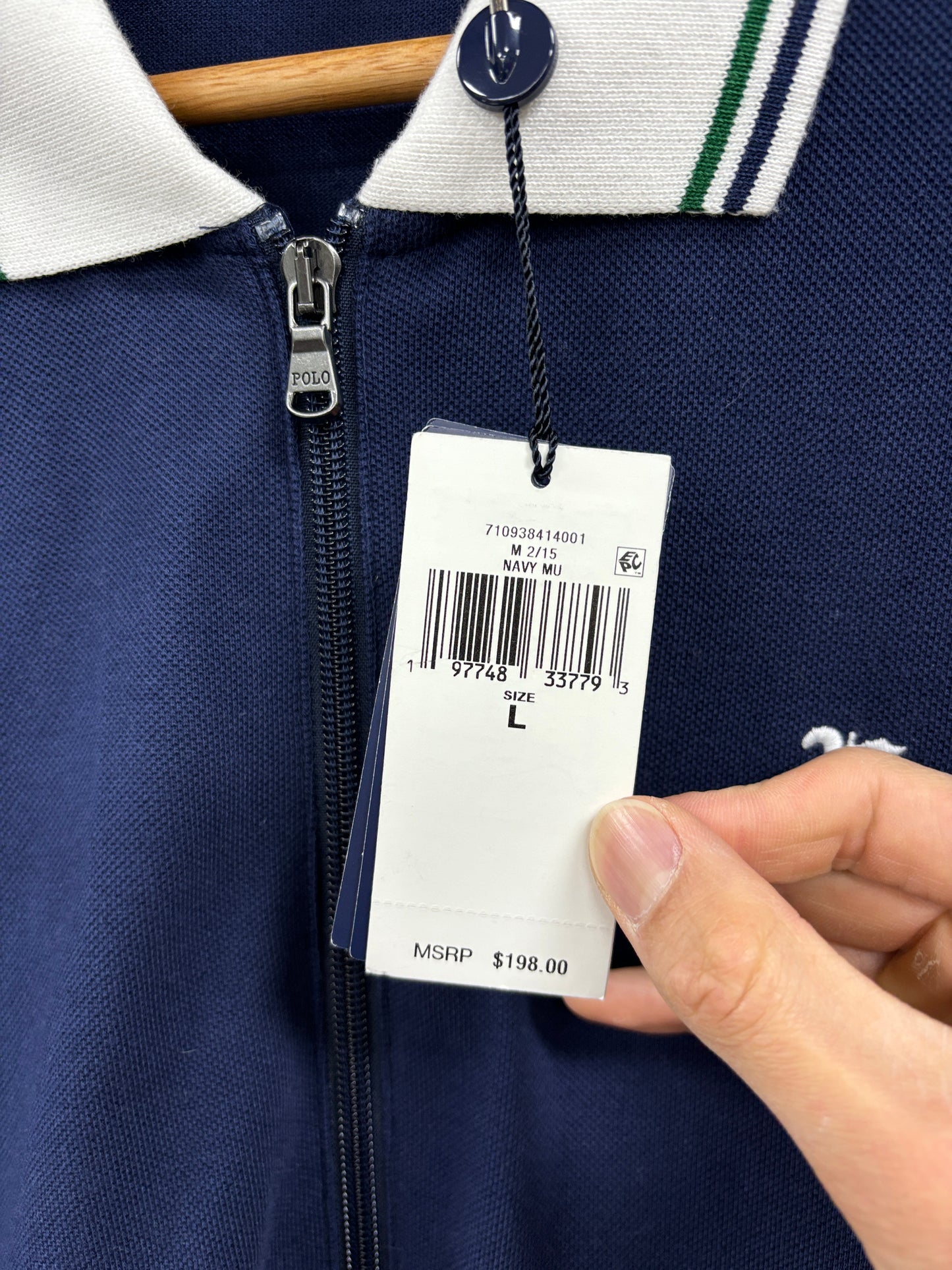 Polo tennis zip up pin stripe L