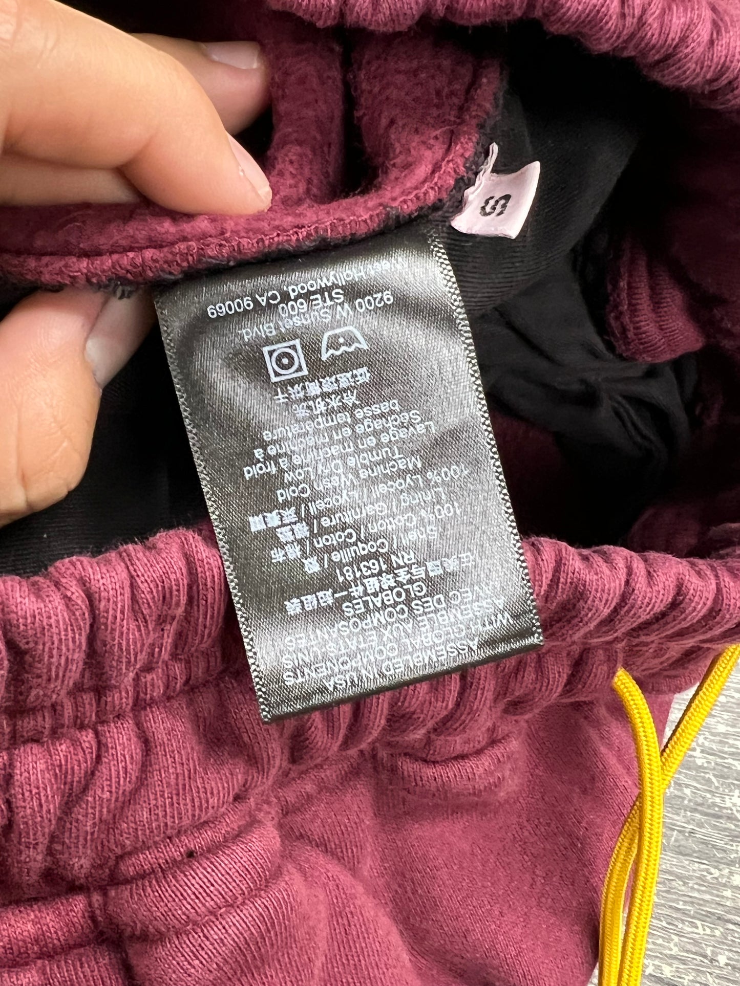 S - Rhude Maroon sweatpants