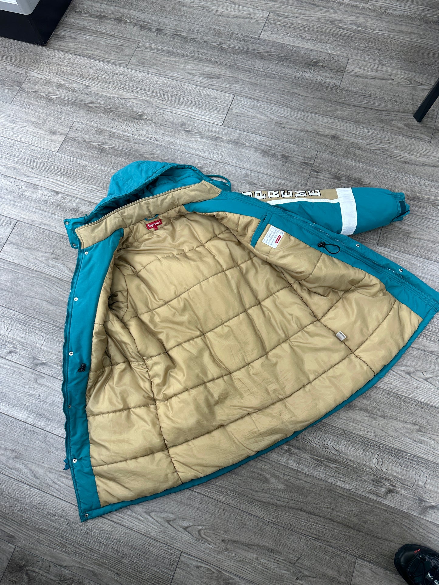 Supreme Sleeve Logo Parka Teal Size M