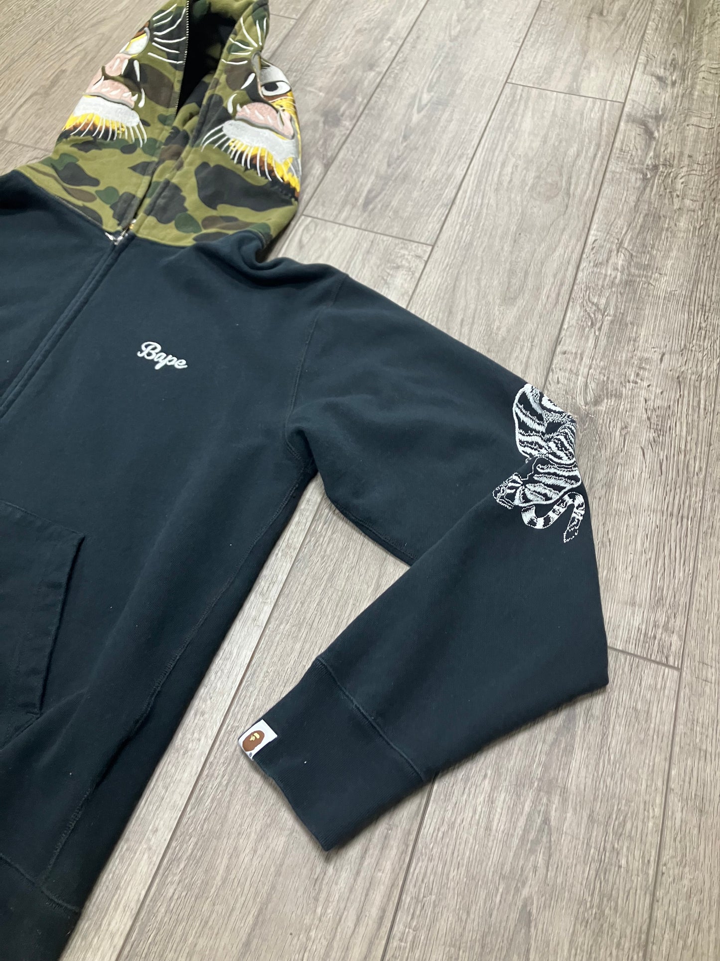 A Bathing Ape Embroidery Full Zip Hoodie Black L