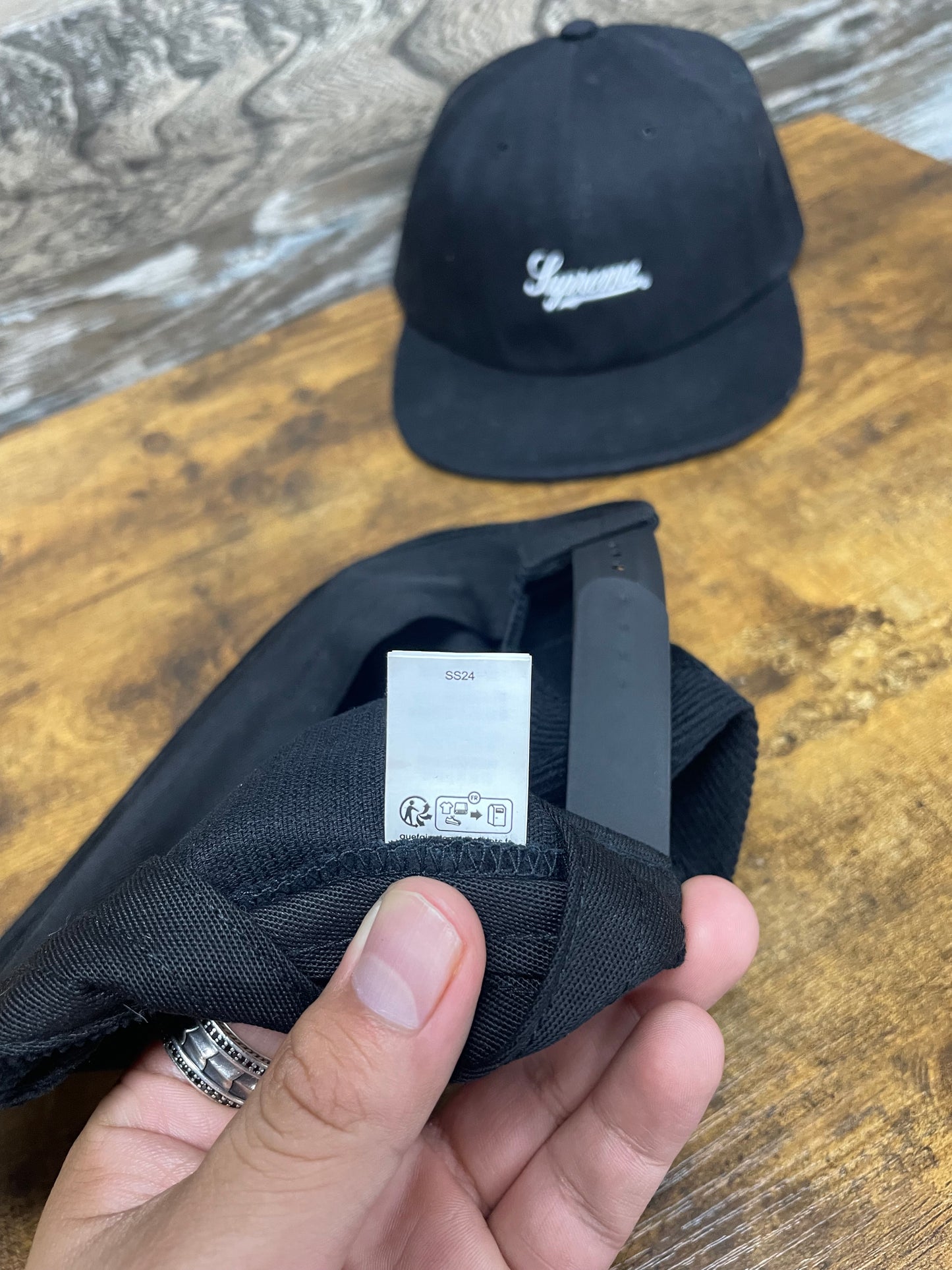 OS - Supreme Champagne Corduroy 5-Panel Cap from the SS24