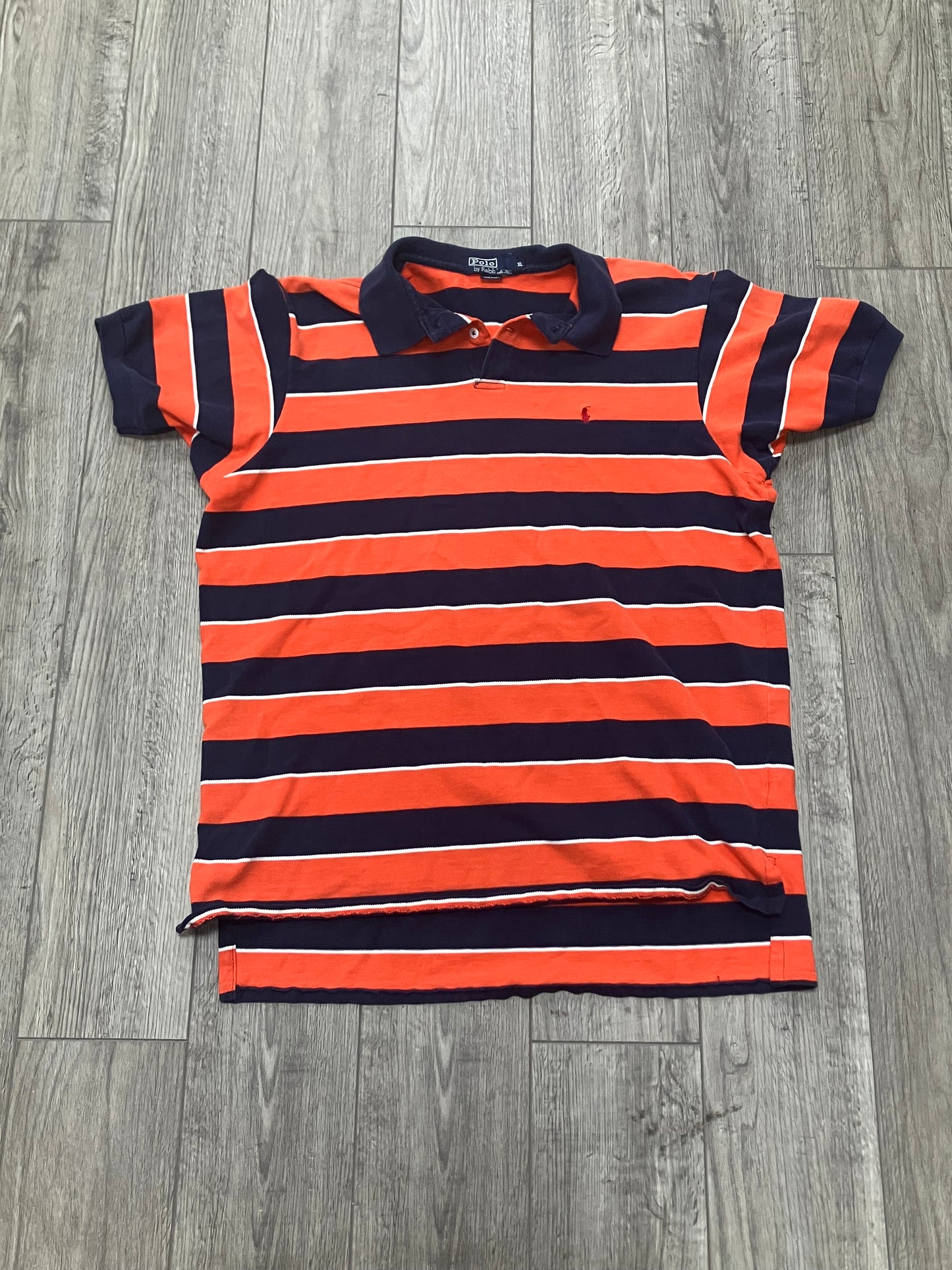 Polo Orange/Navy stripe Size XL