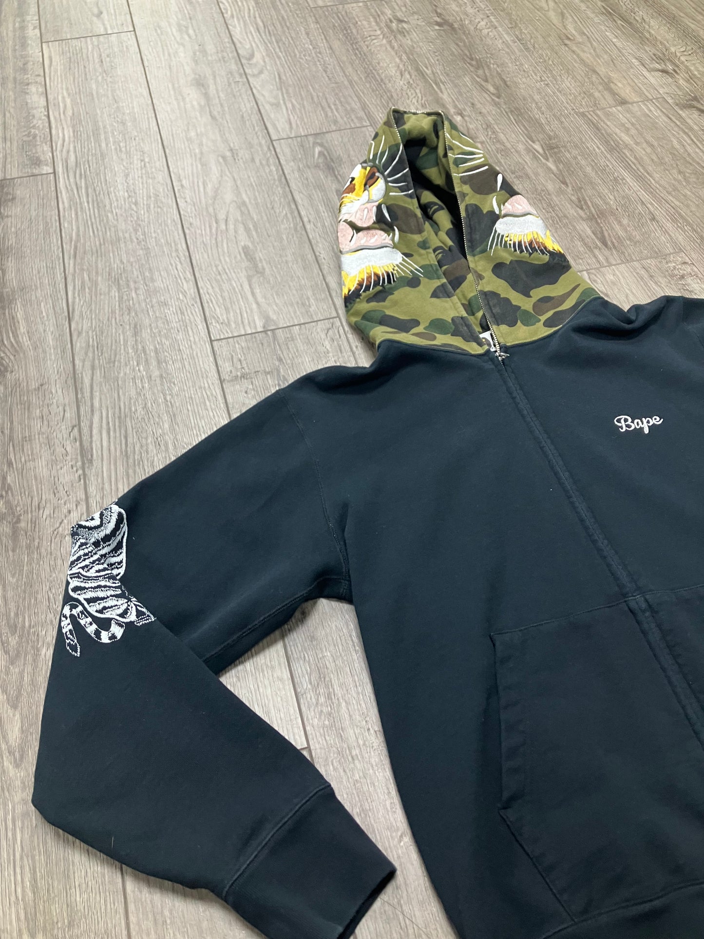 A Bathing Ape Embroidery Full Zip Hoodie Black L
