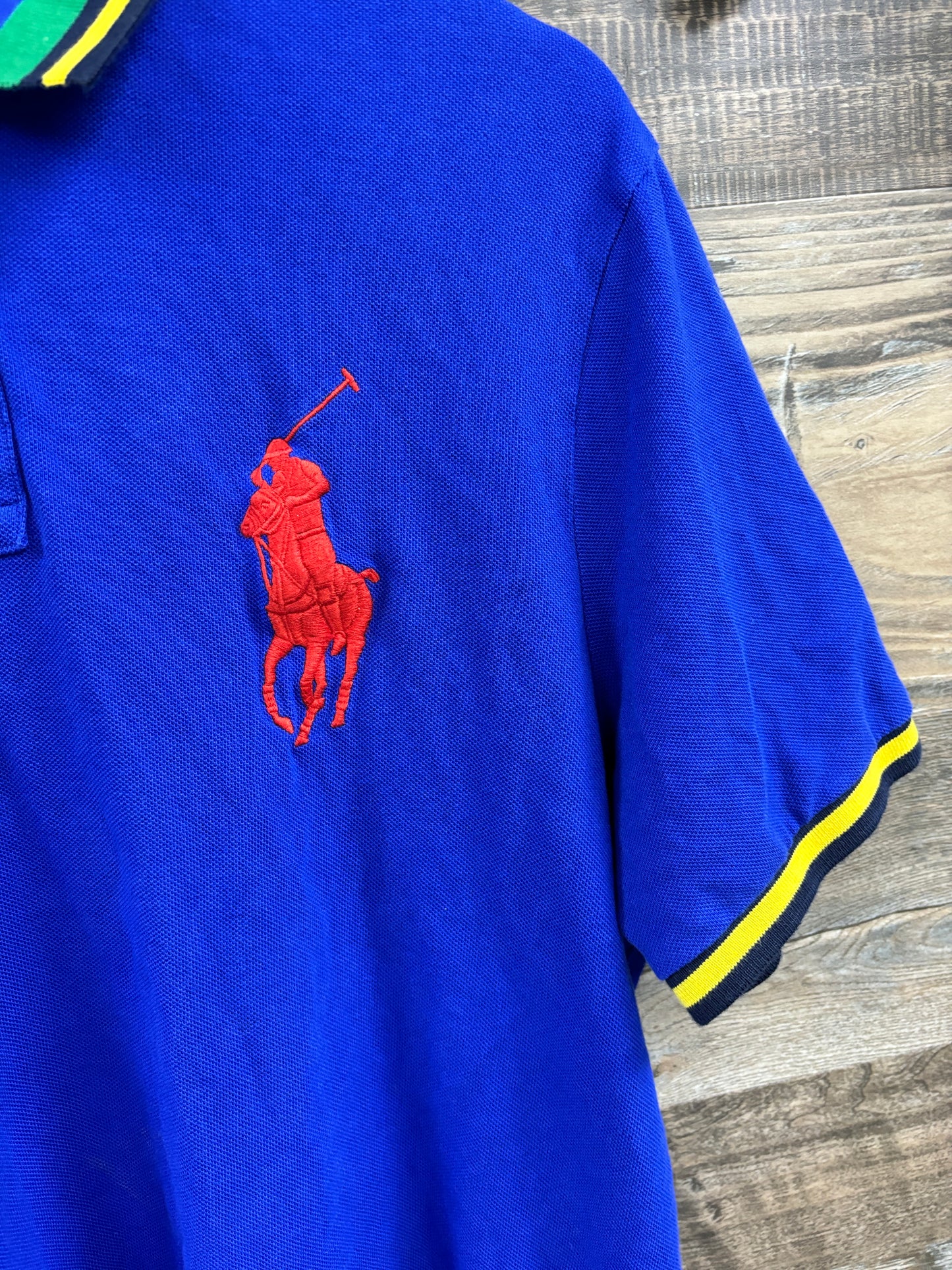 Polo blue yellow striped shirt L