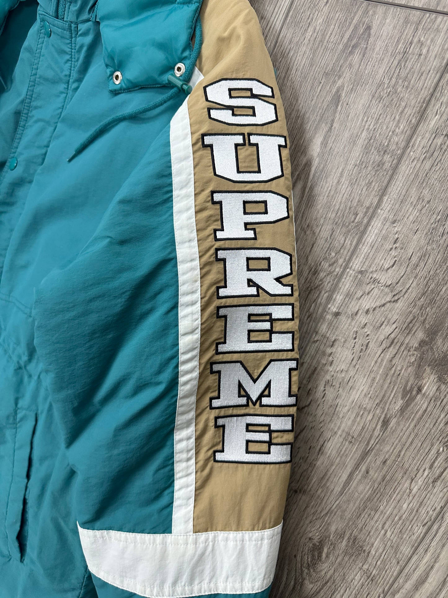 Supreme Sleeve Logo Parka Teal Size M