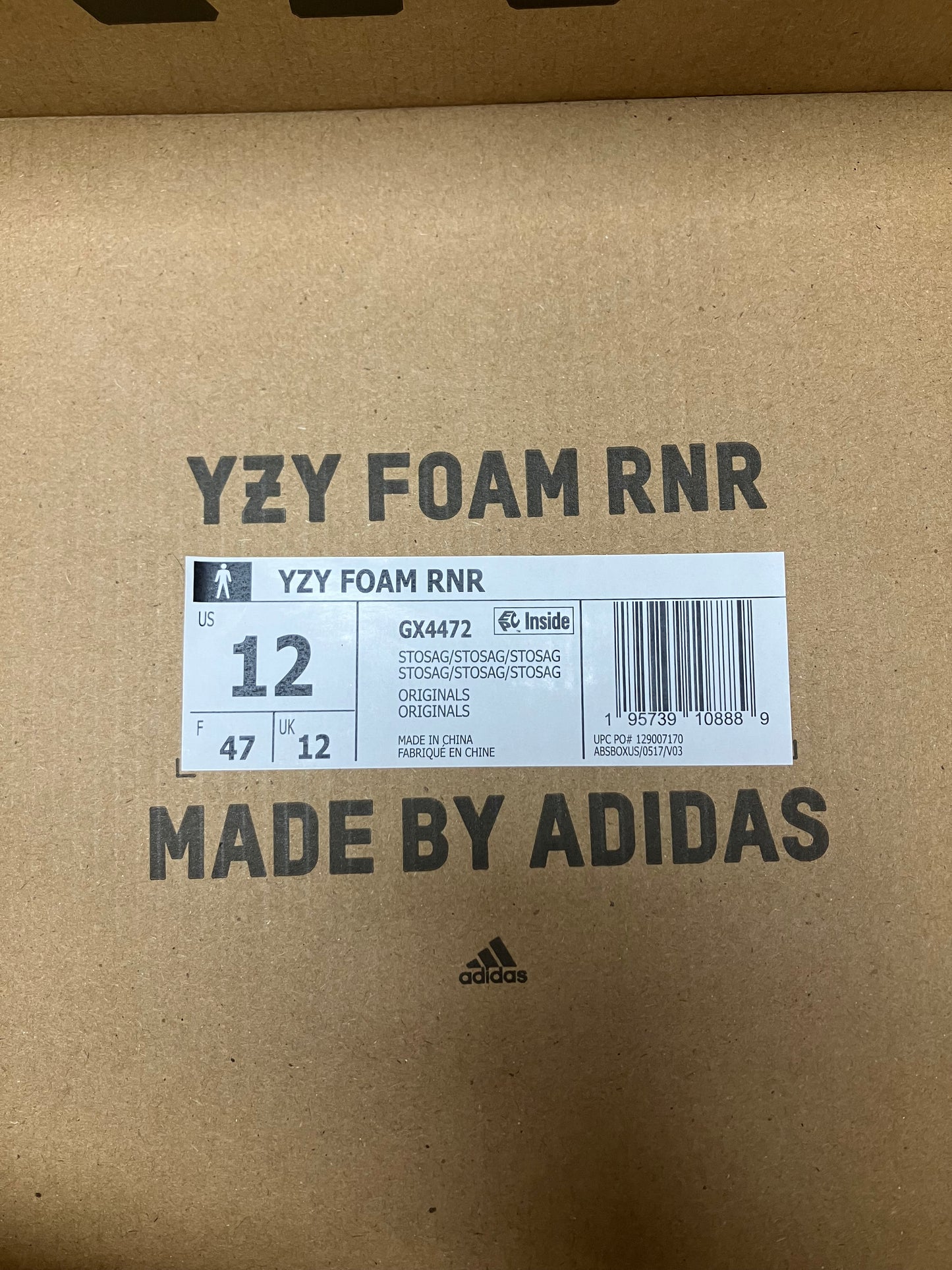 Yeezy Foam RNNR Stone Sage Size 12 New