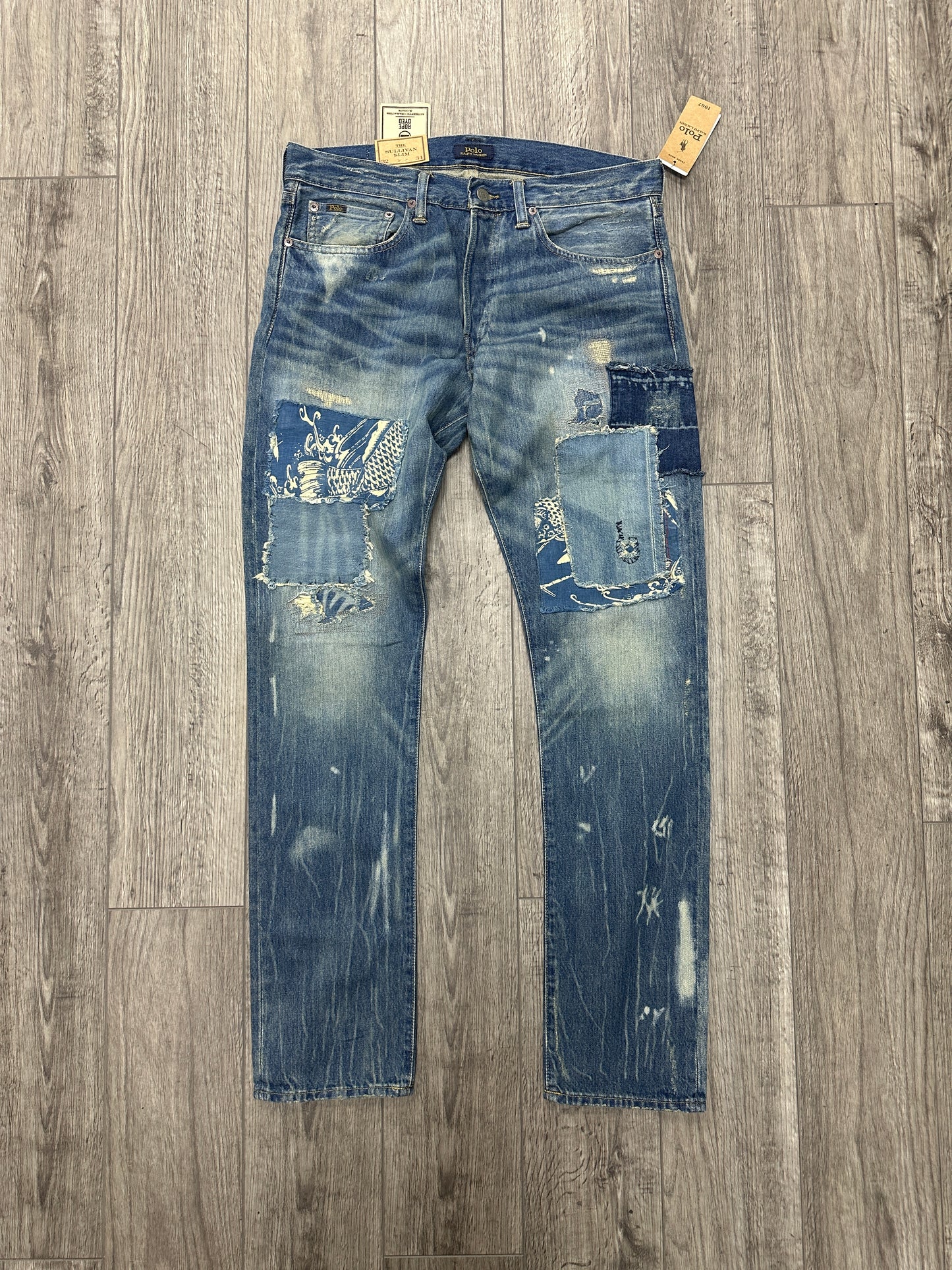 Polo RL Distressed koi fish Slim jeans Size 32x34 New