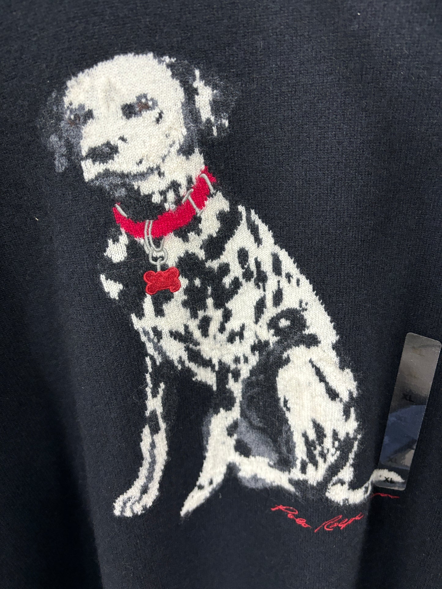 Polo Dalmatian dog cashmere sweater XL