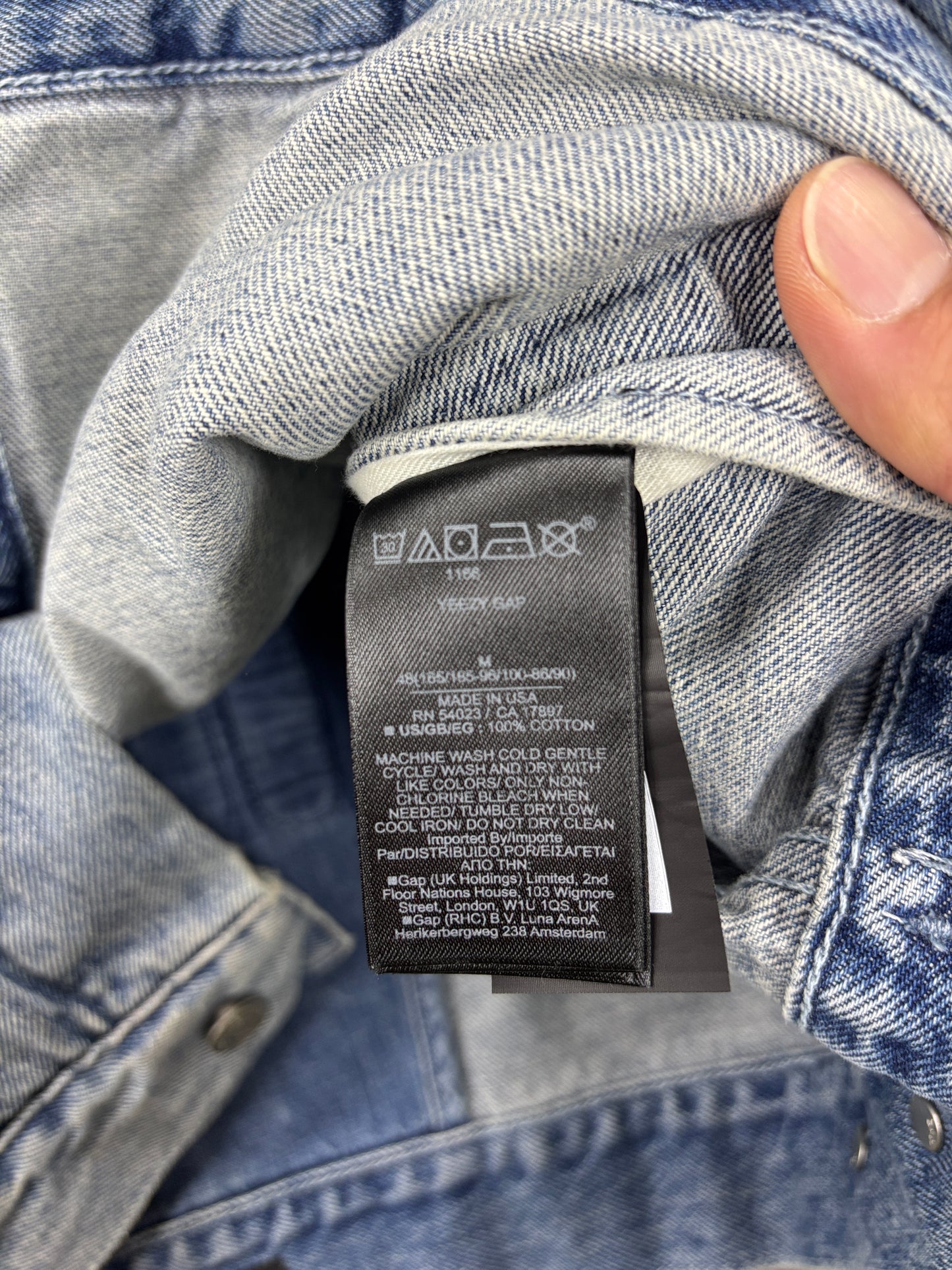 Yeezy gap padded denim moto jacket M