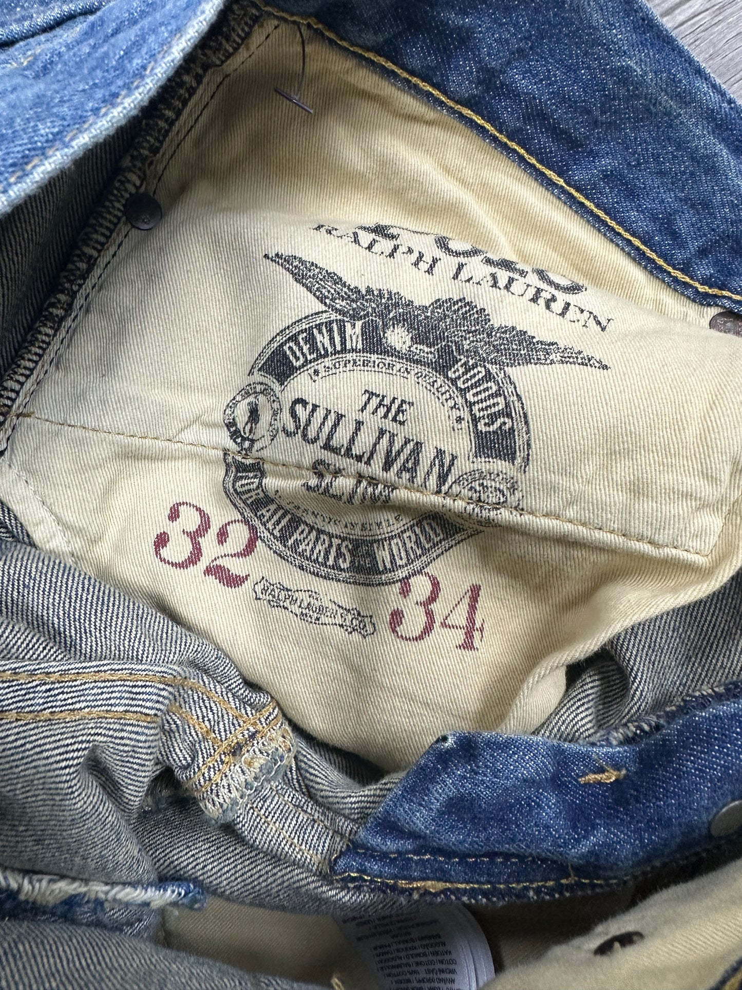 Polo RL Distressed koi fish Slim jeans Size 32x34 New