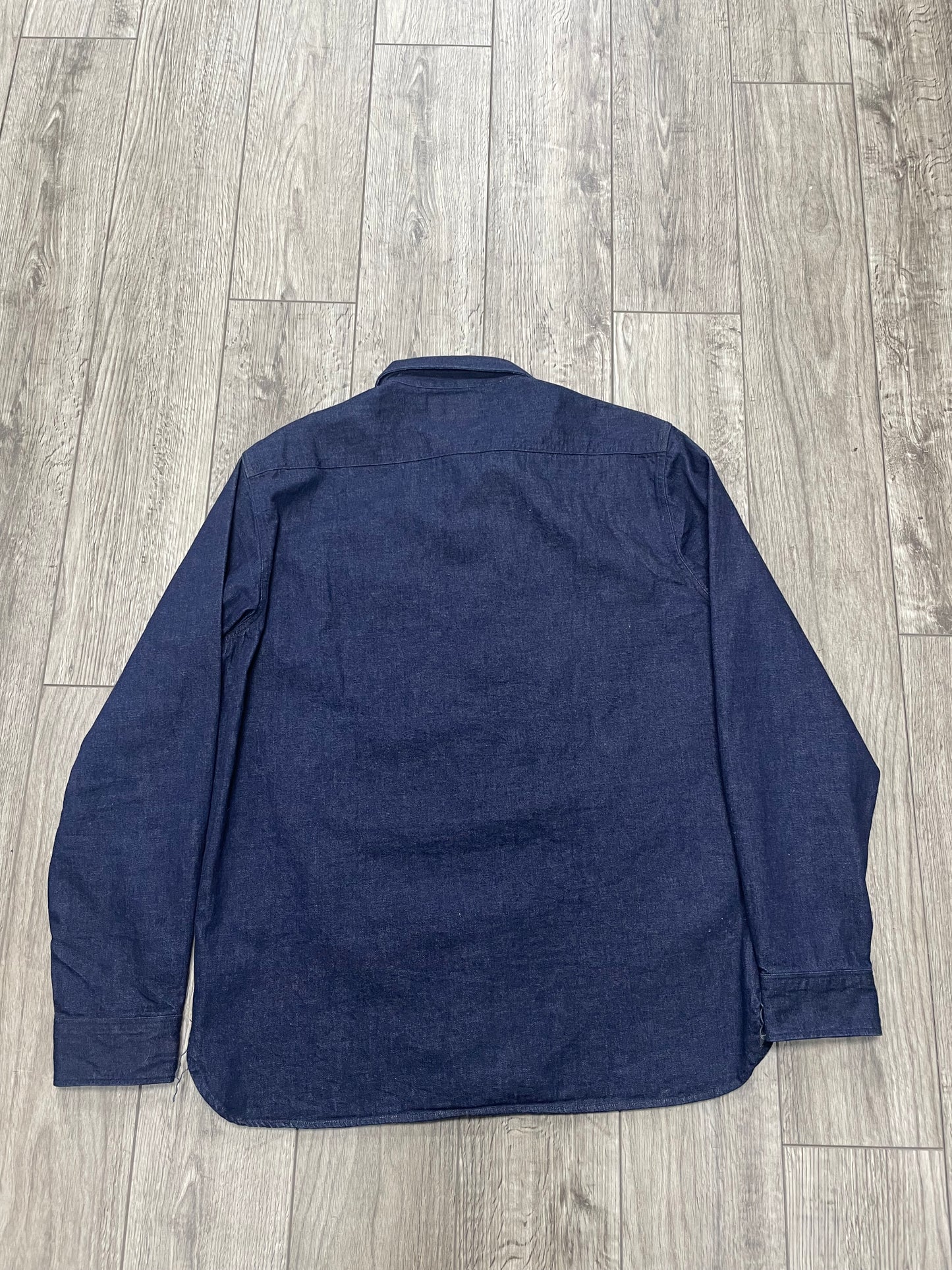 RRL Dark Washed Linen Denim Workshirt L