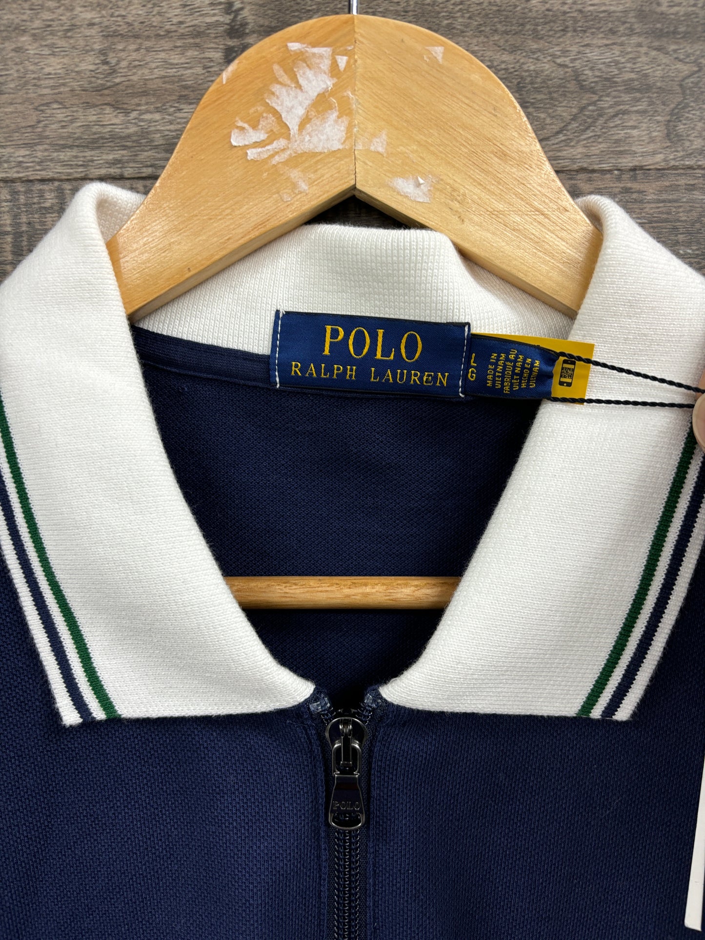 Polo tennis zip up pin stripe L
