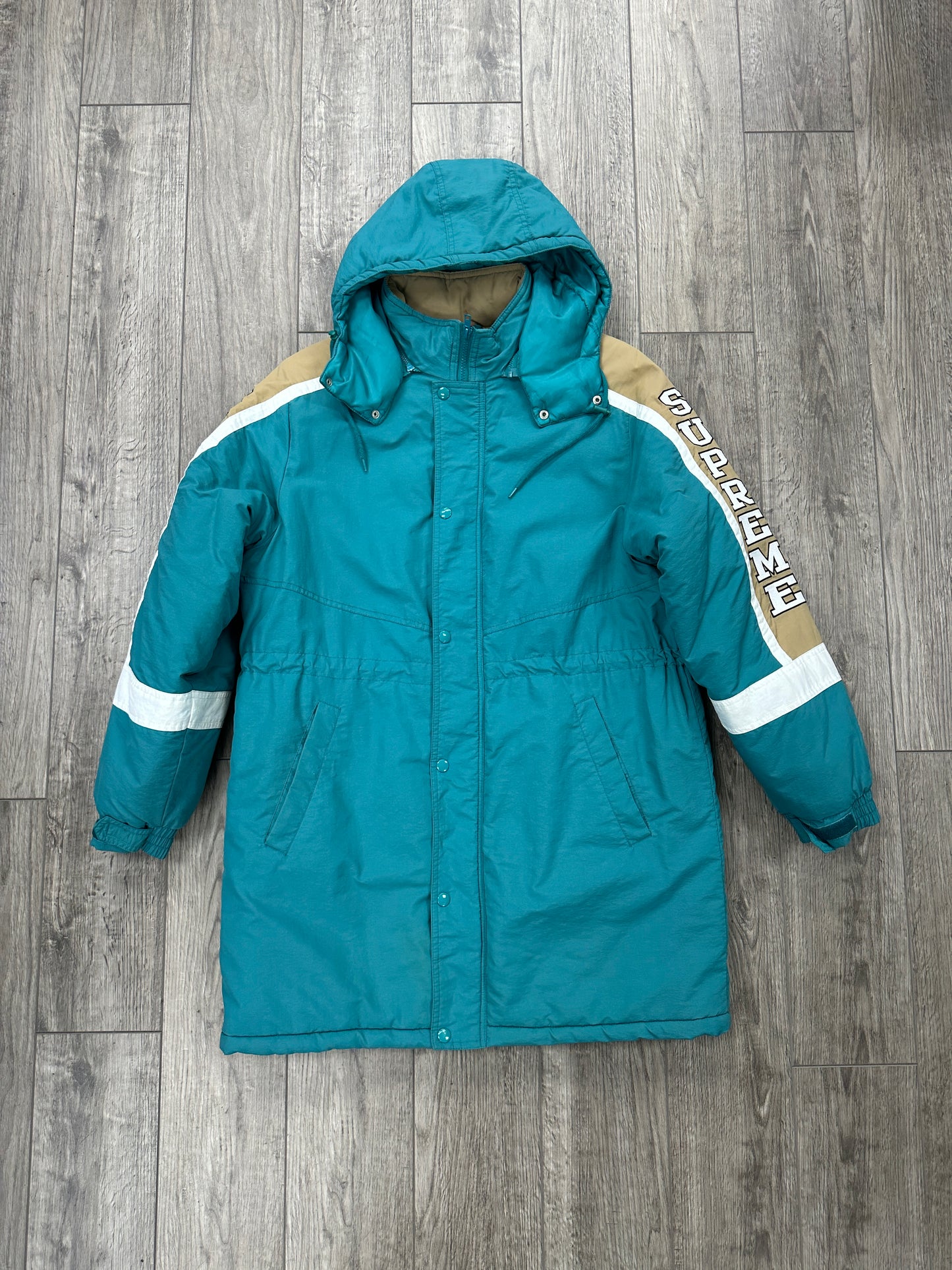 Supreme Sleeve Logo Parka Teal Size M