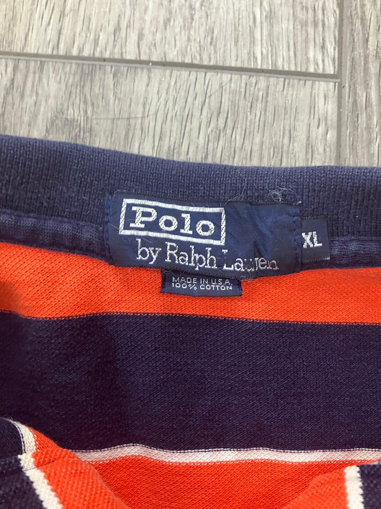 Polo Orange/Navy stripe Size XL