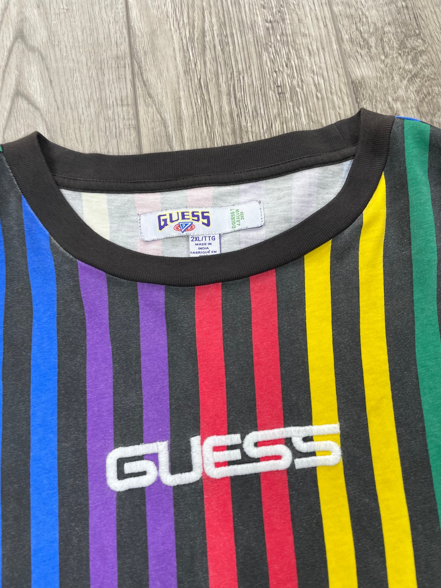 Guess X Jbalvin Multi-Colored Striped Shirt Size XXL