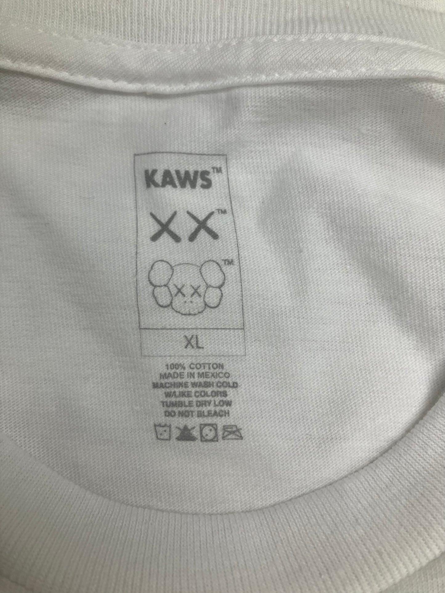 XL-Kaws Skeleton New Fiction white tee