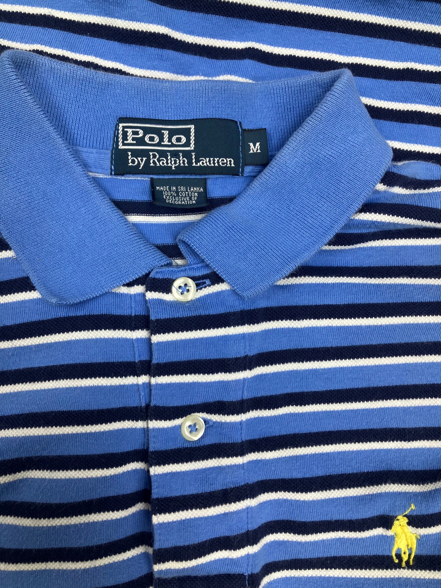 M-Blue/White striped polo