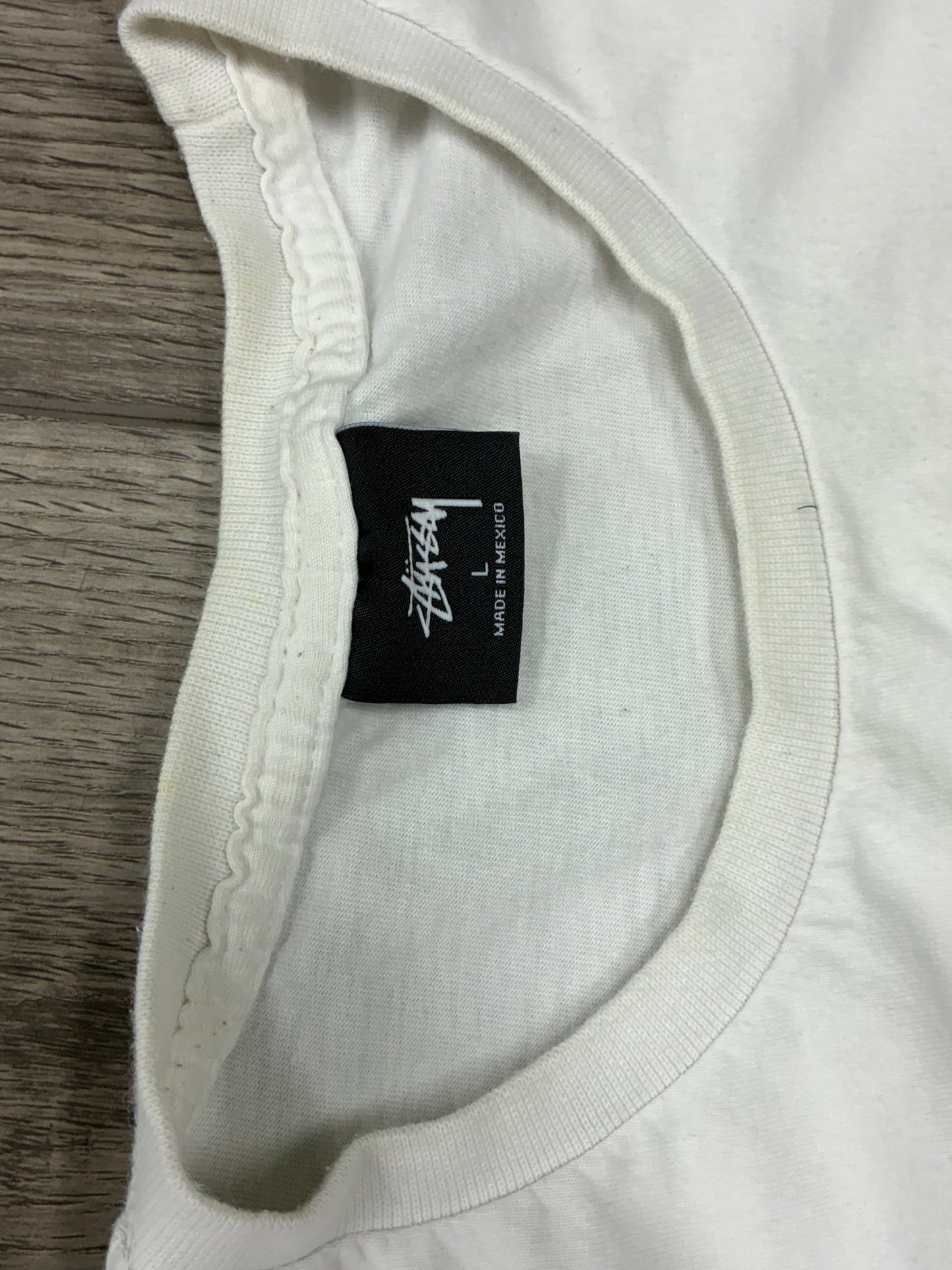 L - Stussy Ying-Yang Graphic White T-Shirt
