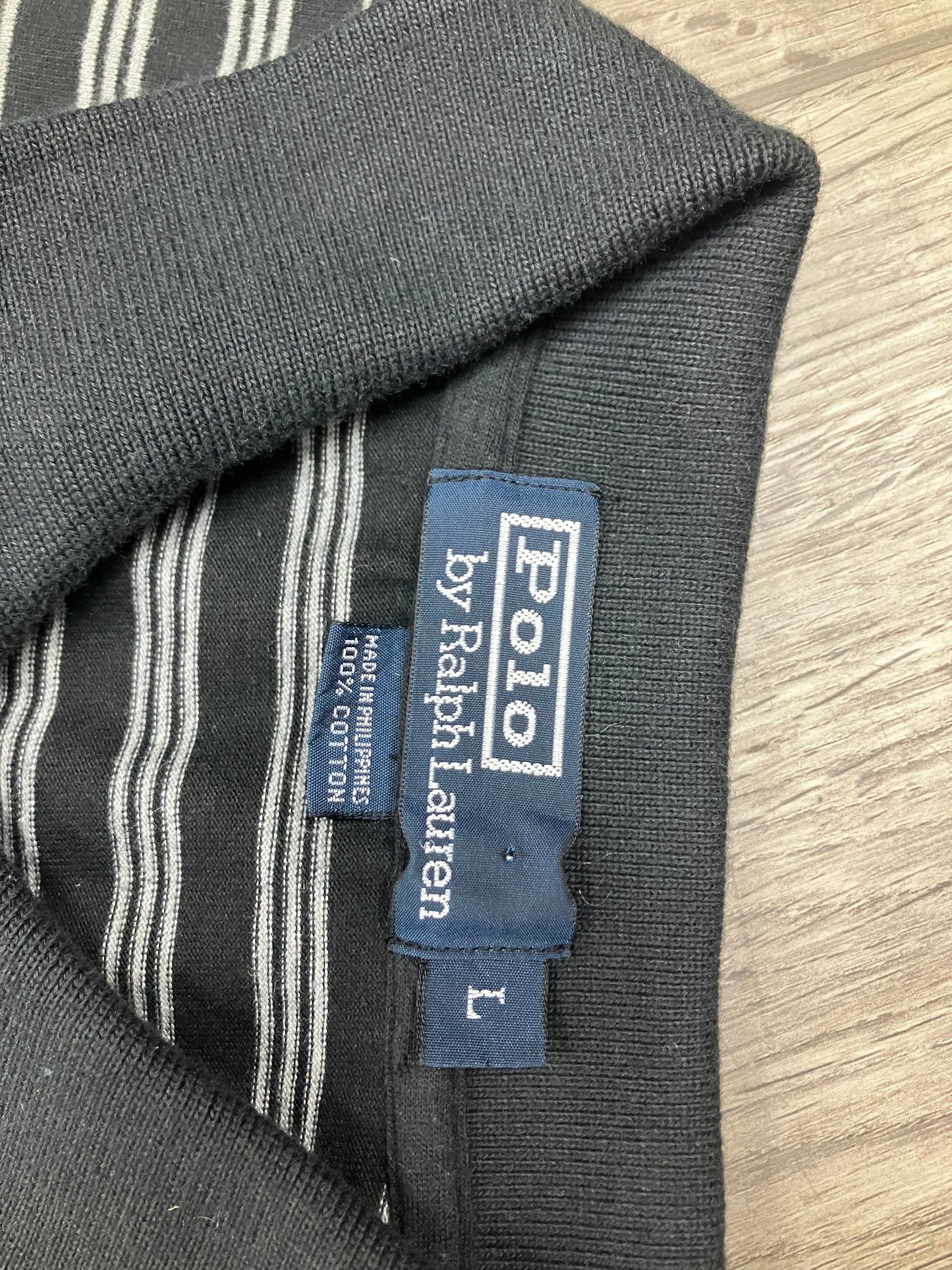 L-Polo Black White Striped shirt
