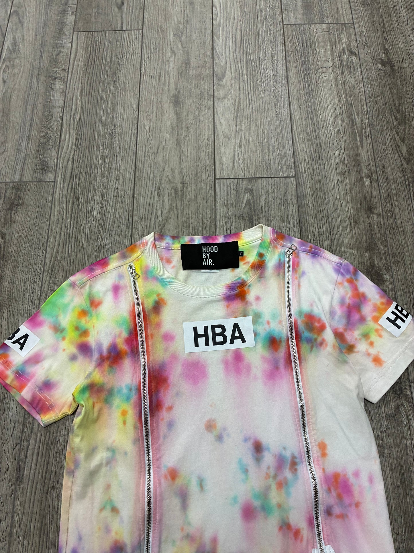 XS- Hood By Air Double Zip Tie-Dye Tee