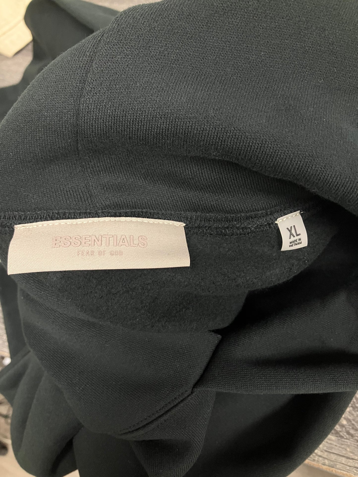 XL-Fear Of God Essentials Black Hoodie