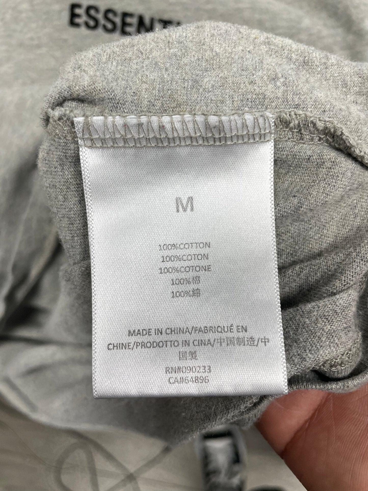 M-Fear of God Essentials Grey Tee