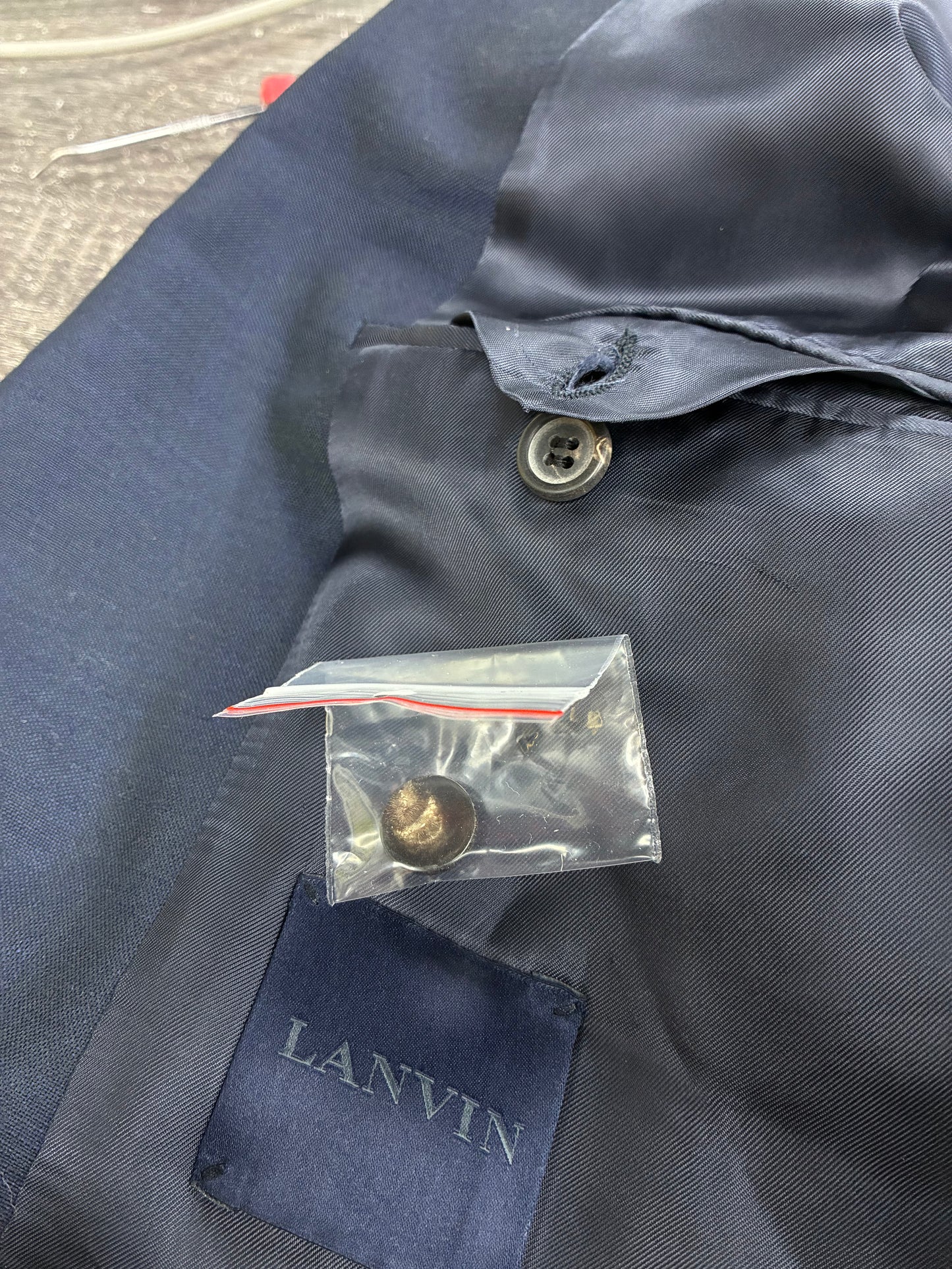 54/M - Lanvin Hybrid Knit Navy Blazer Jacket