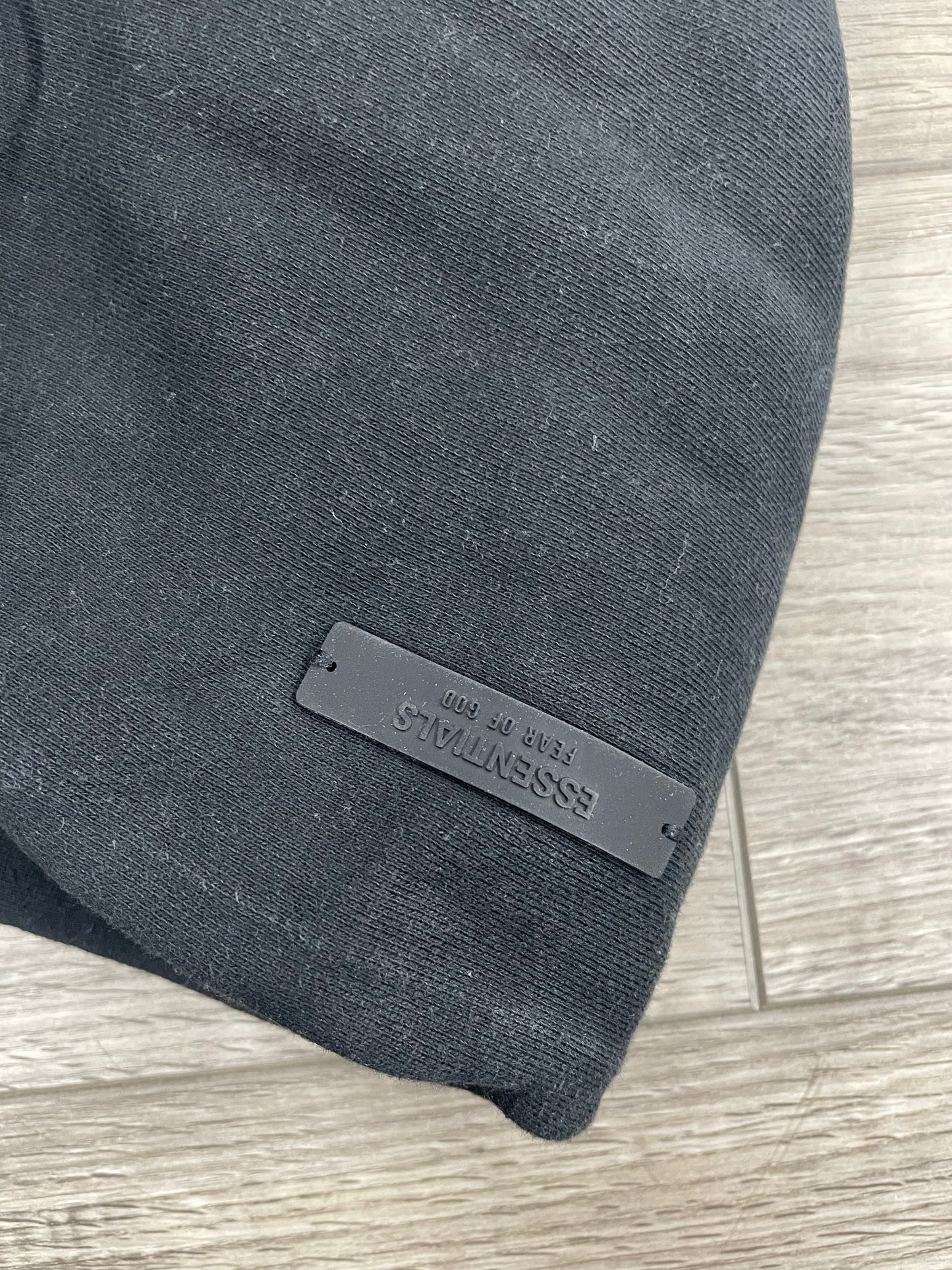 XL-Fear Of God Essentials Cotton Blend Fleece Black Hoodie
