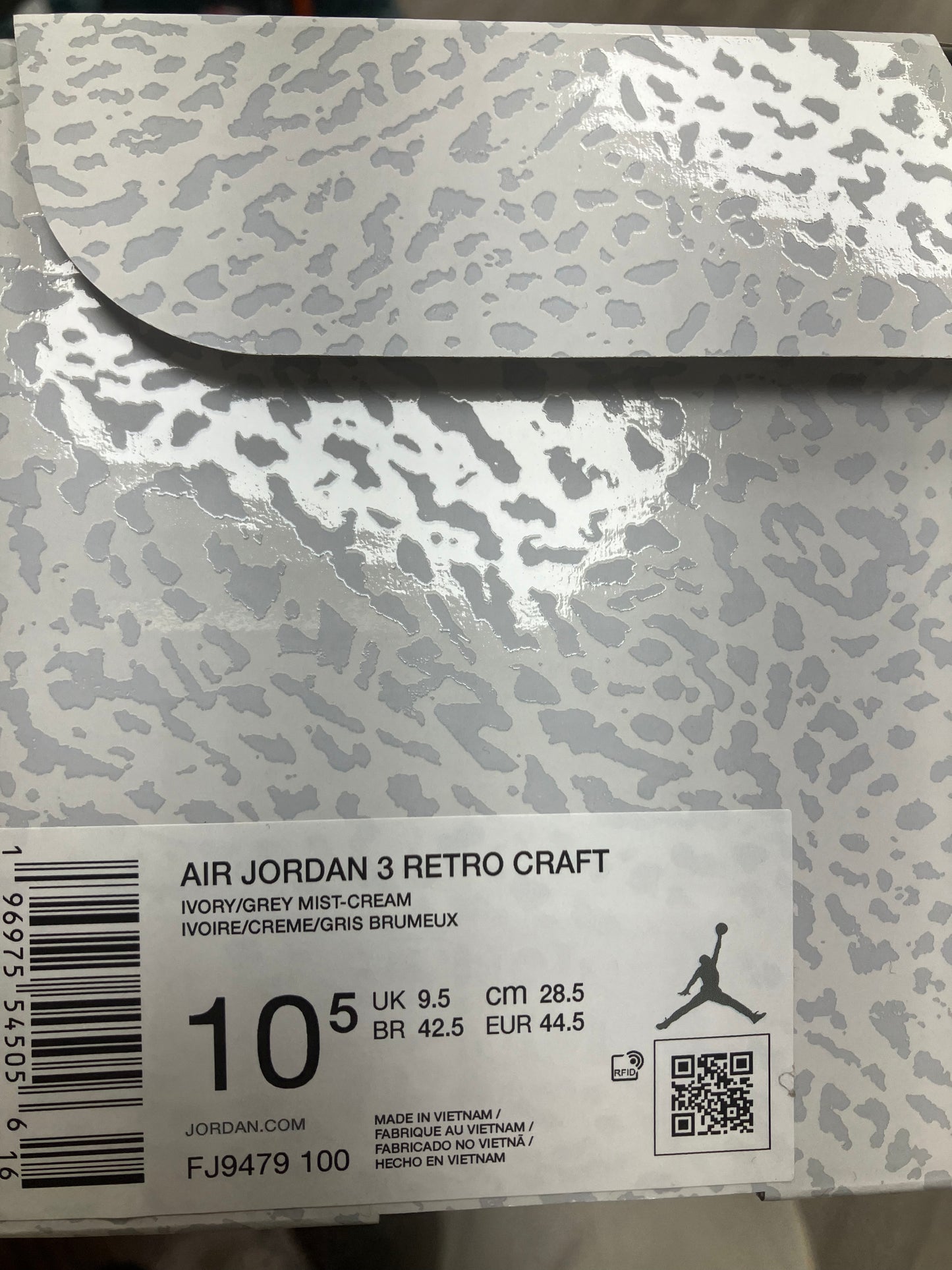10.5-Air Jordan 3 Retro Craft ivory