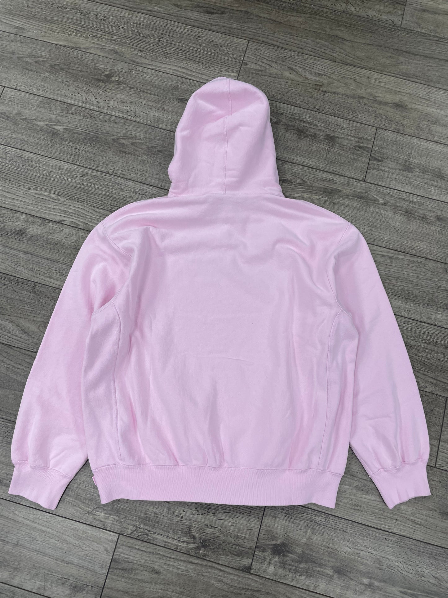 L - Supreme Reverse Logo Hooded pink Sweatshirt