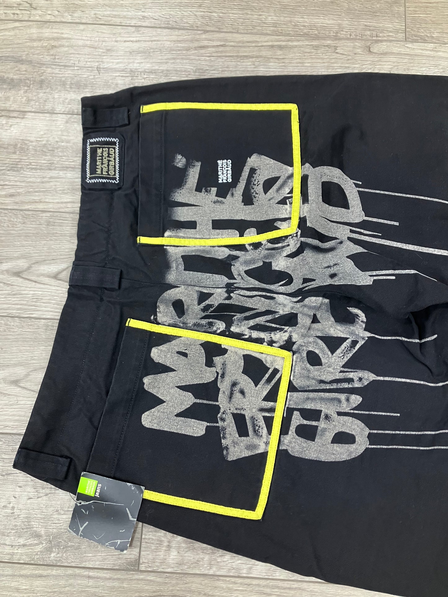 40-Marithé François Girbaud Black Shuttle Tape Cargo Pants