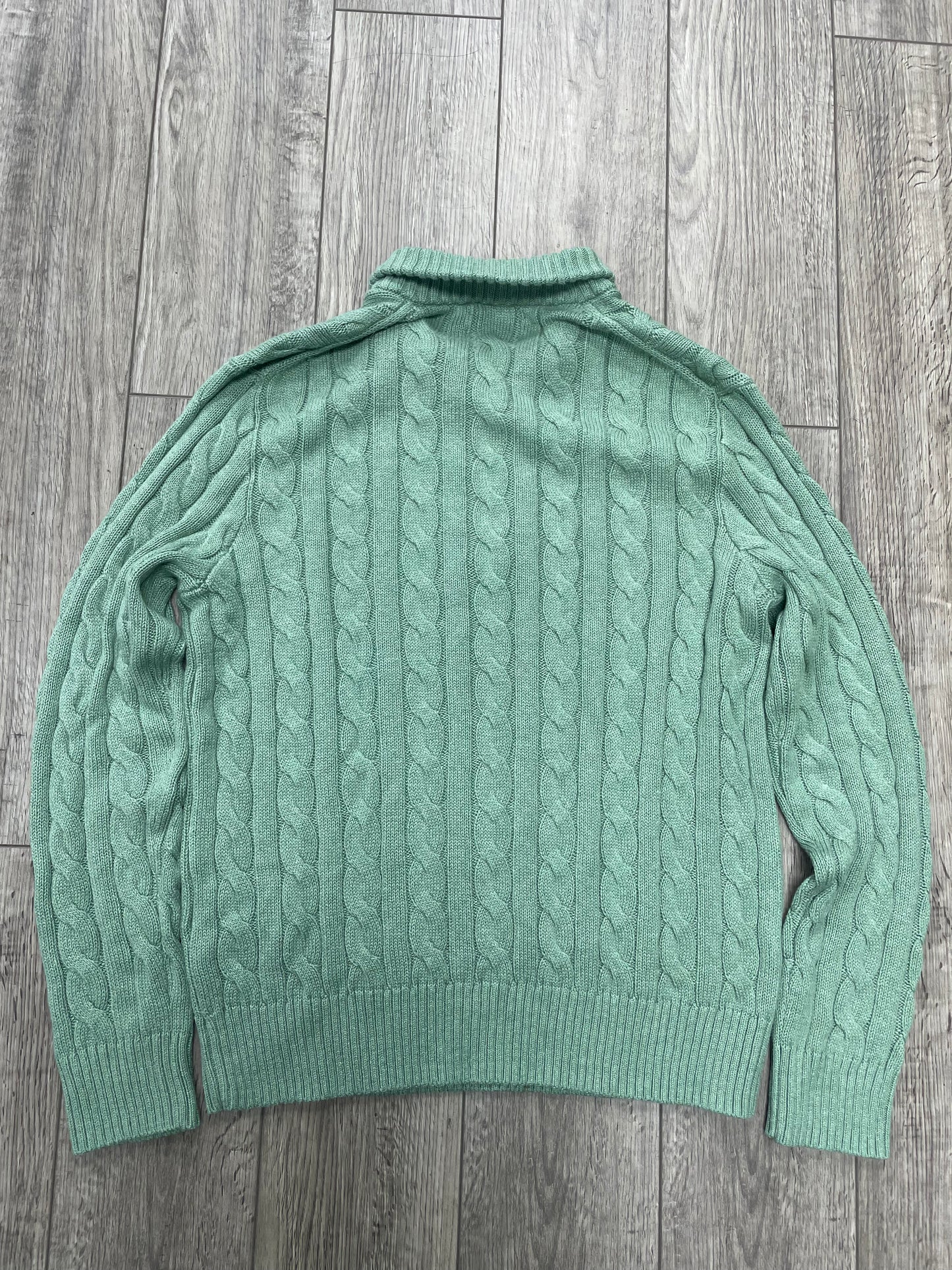 M - Polo Ralph Lauren Green Cable Knit Quarter Zip Sweater
