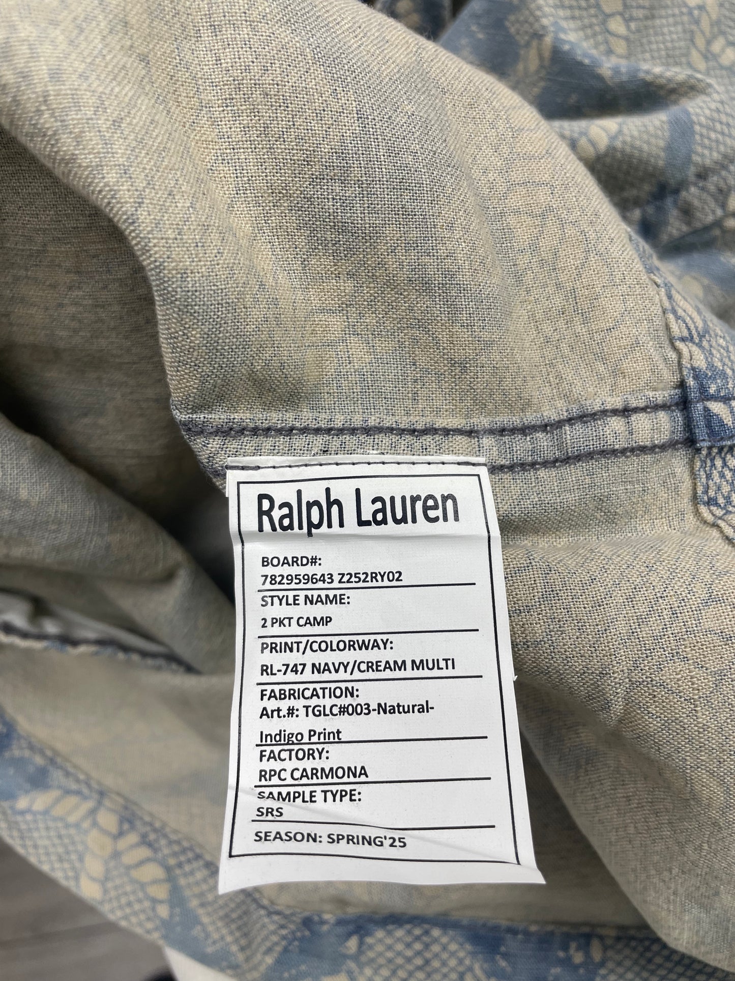 M-RRL Indigo Anchor-Print Linen Blend Camp Shirt