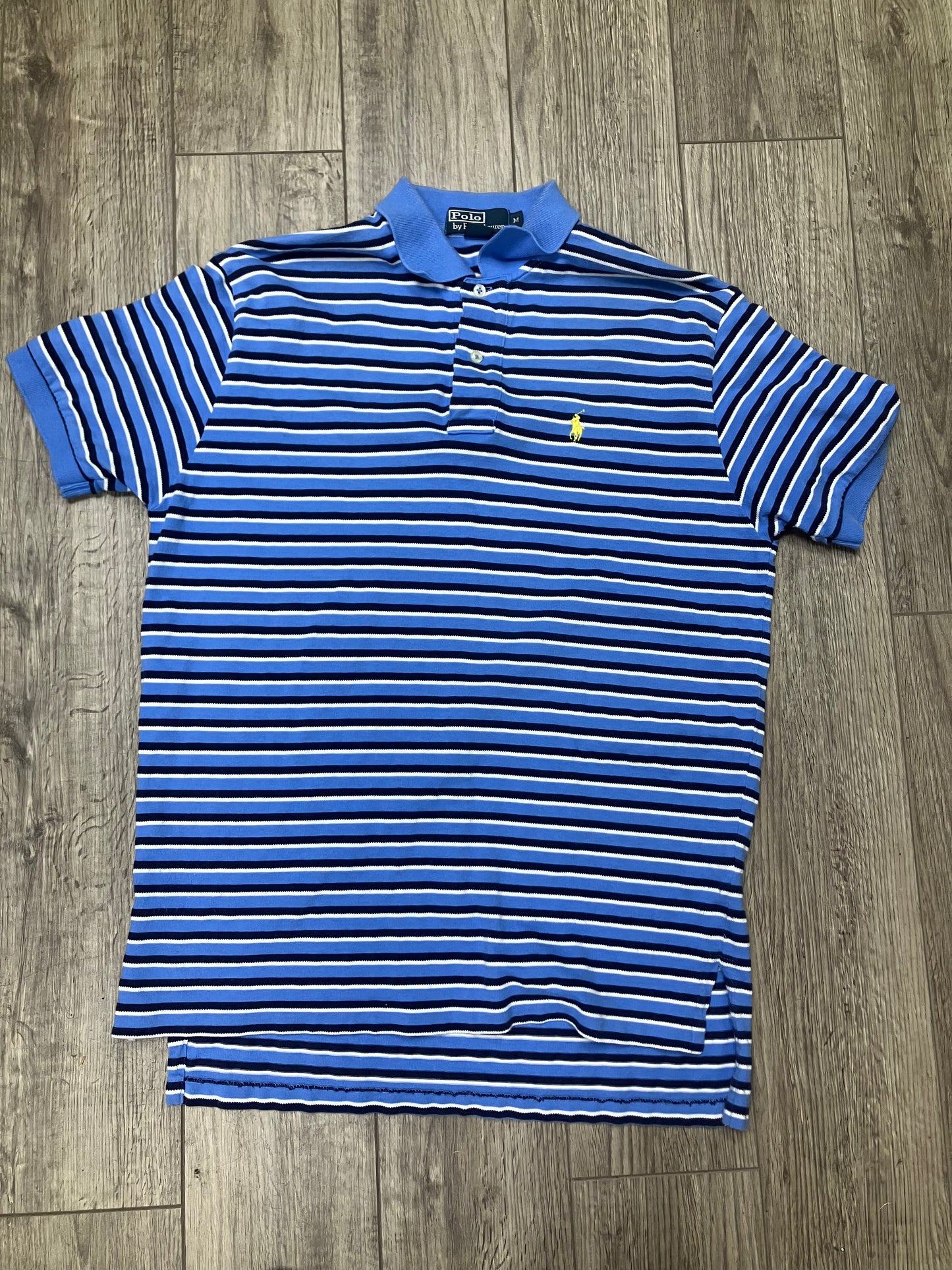 M-Blue/White striped polo