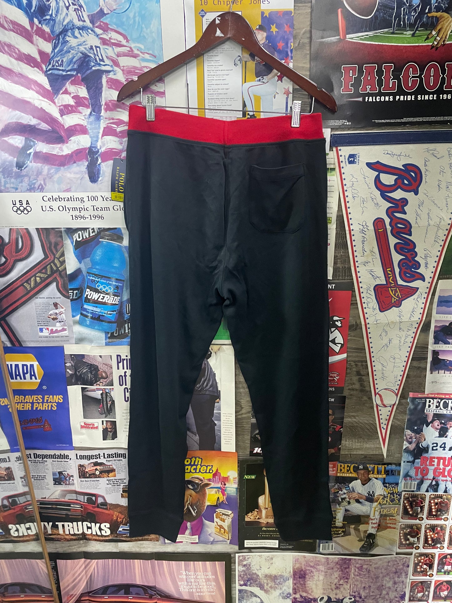 M - Polo Ralph Lauren Black/Red Cotton Jogger Pants