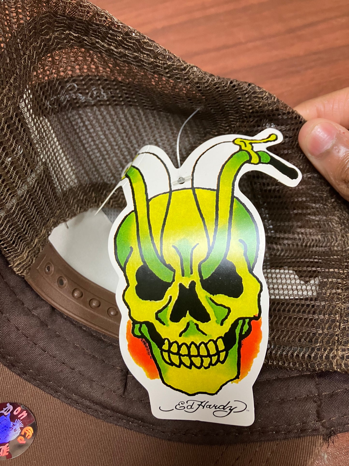 Ed Hardy Brown Bedazzled Trucker Hat