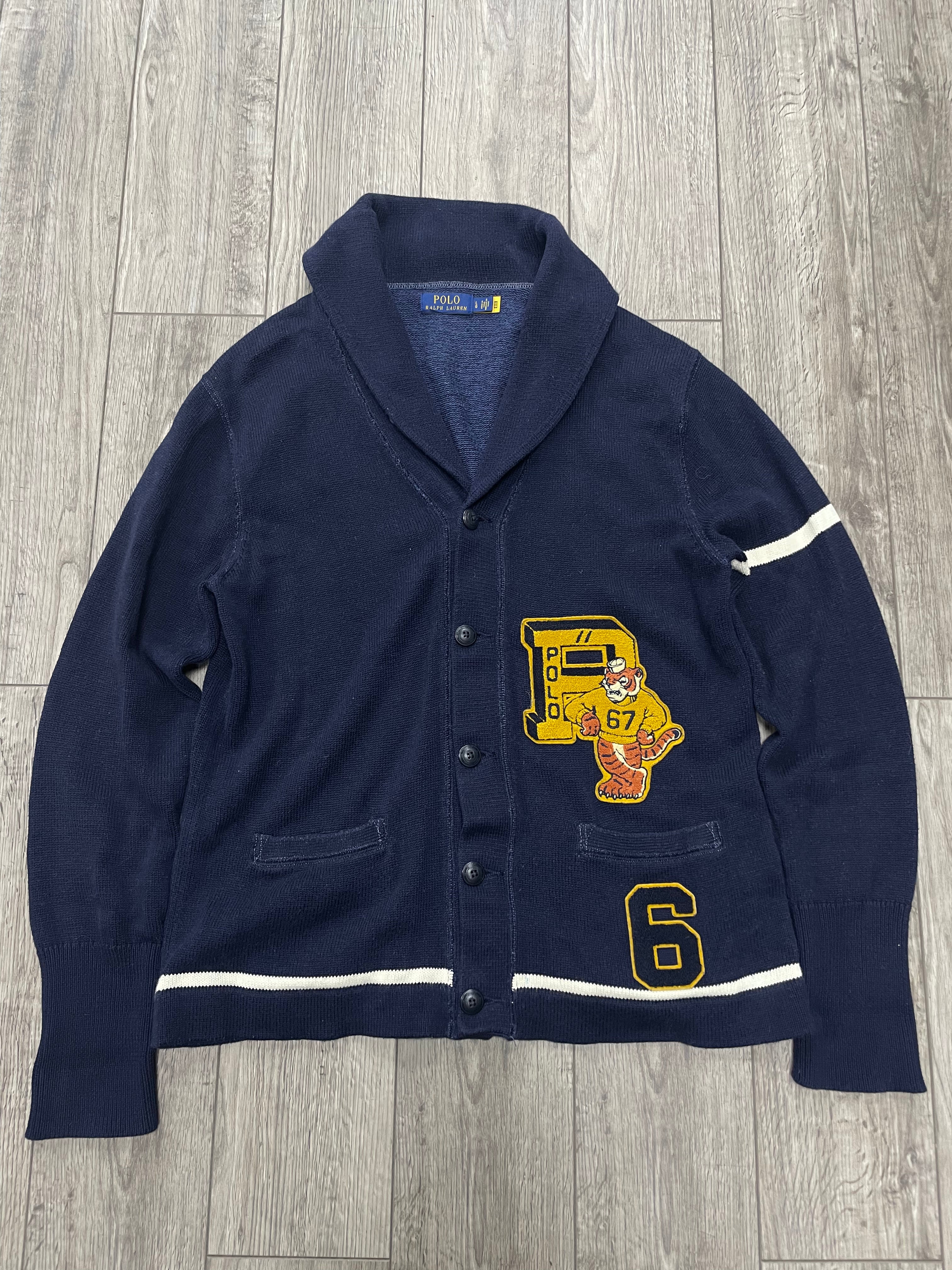 L - Polo Ralph Lauren Varsity Tiger Navy Shawl Cardigan – equator