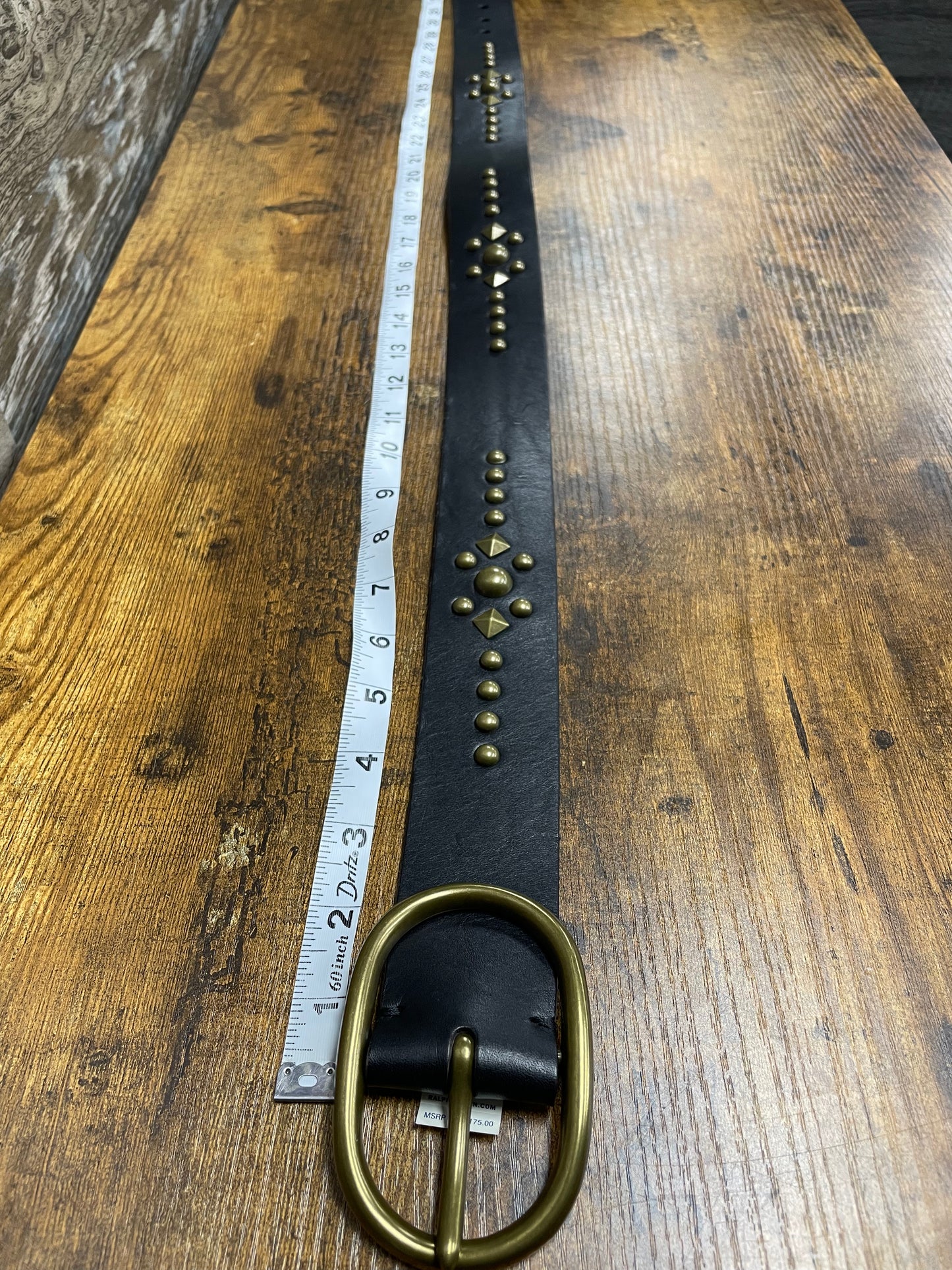S - Polo Ralph Lauren Studded Leather Oval Buckle Belt
