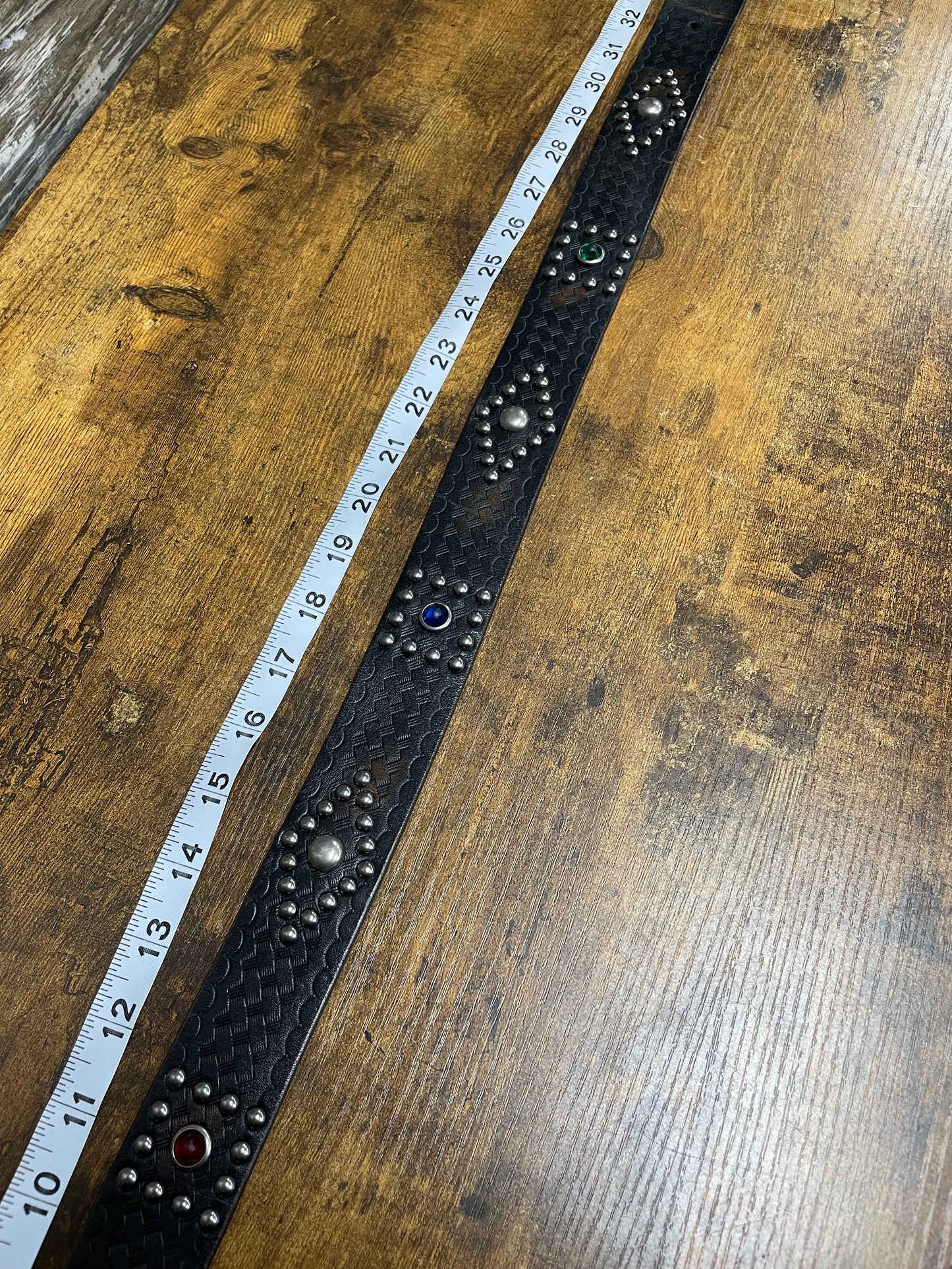 32 - RRL Garrison Studded Leather Belt Black/Brown