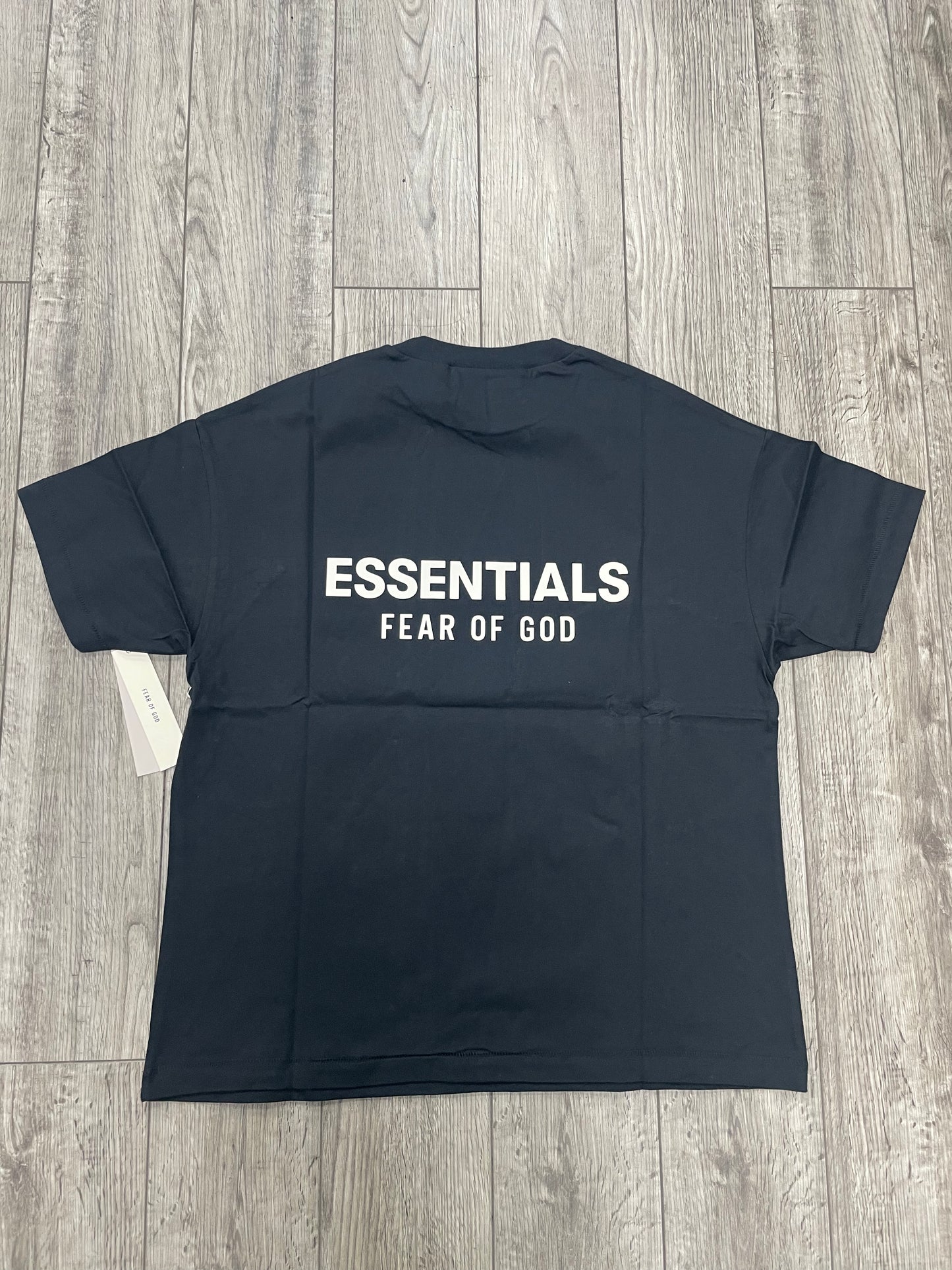 XS-Fear of God Essentials Jet Black Tee