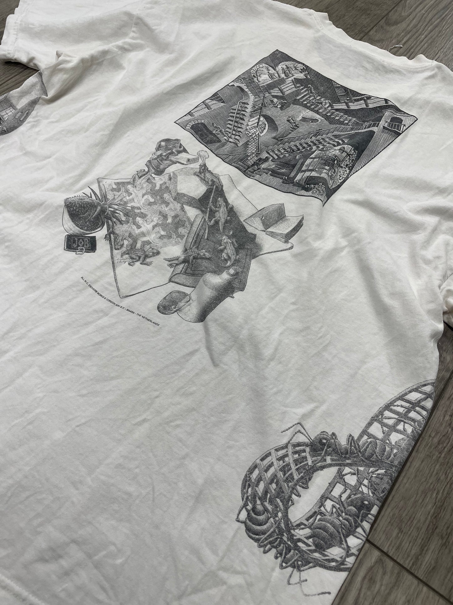 XL - Vintage M.C. Escher All Over Print White Shirt