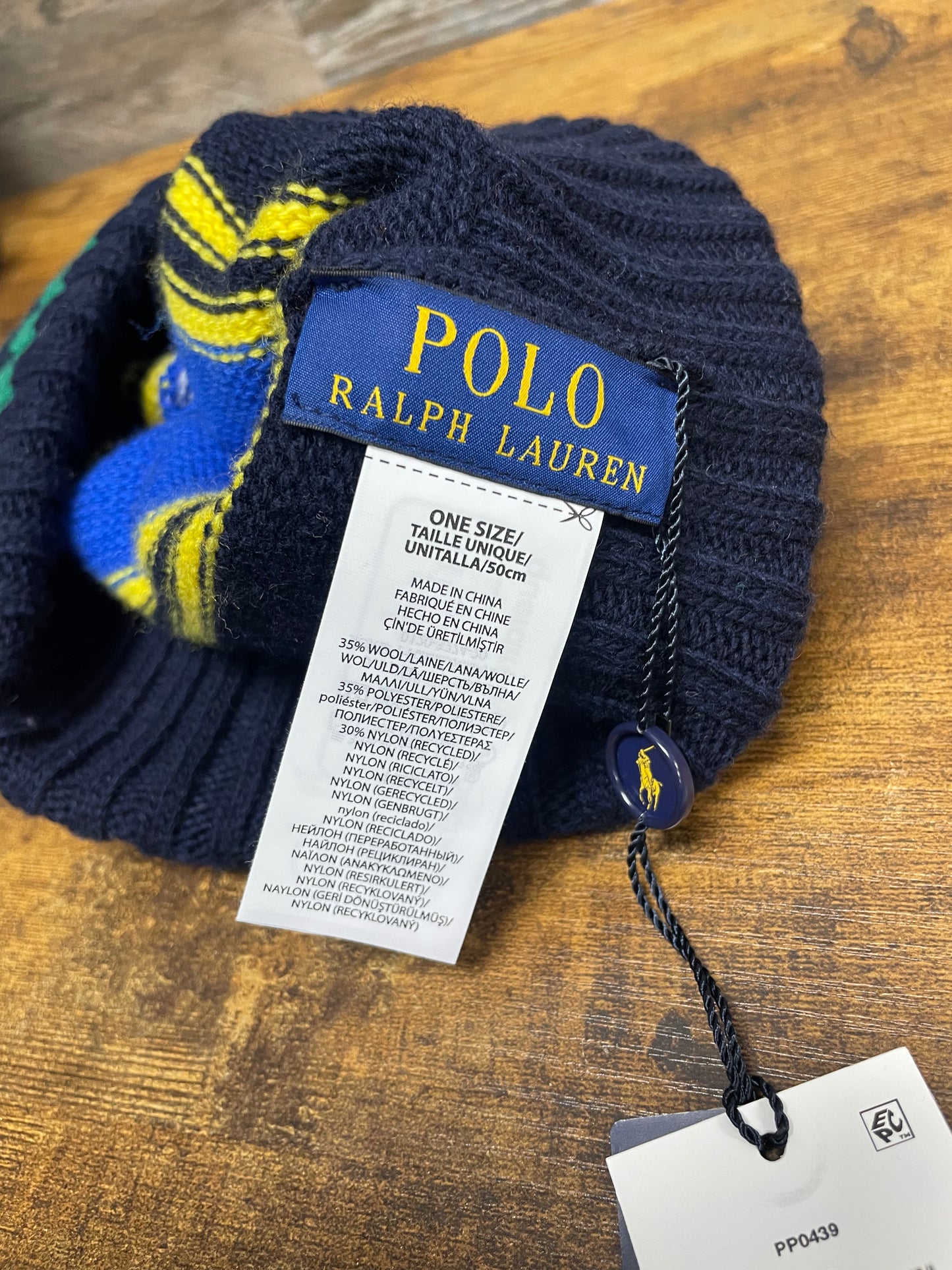 Polo Striped Wool Blend Beanie One Size
