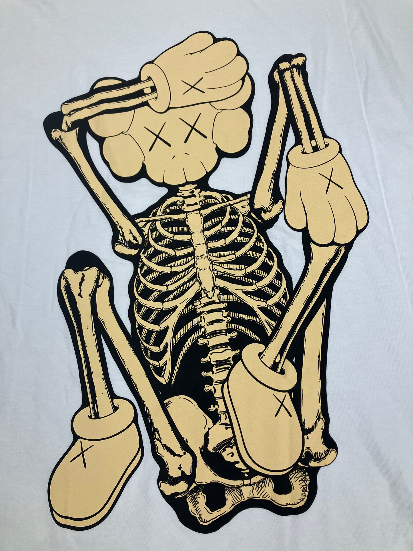 XL-Kaws Skeleton New Fiction white tee