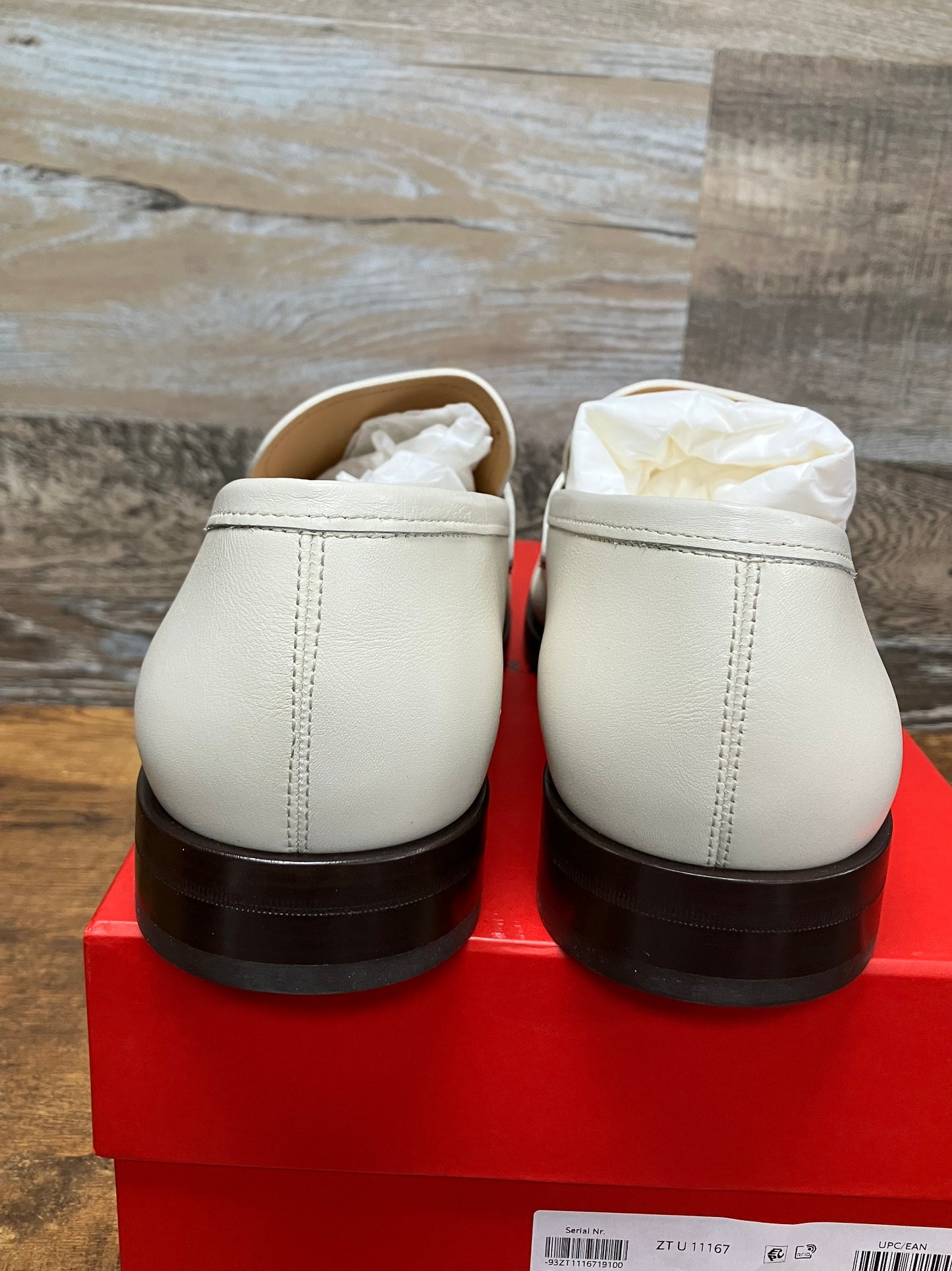 10/11-Ferragamo White Penny Loafer