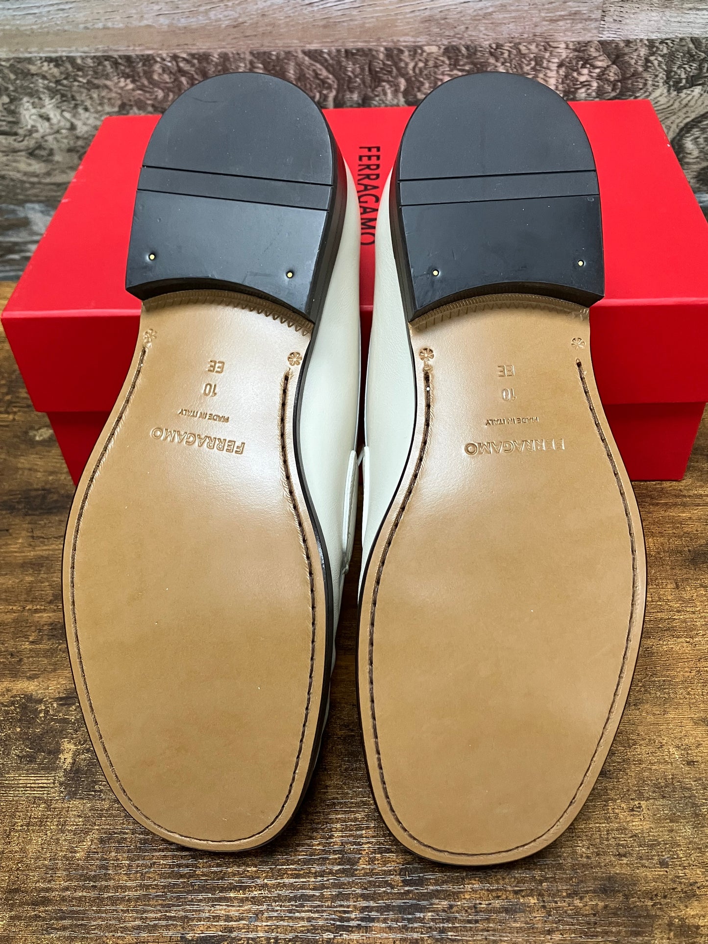 10/11-Ferragamo White Penny Loafer