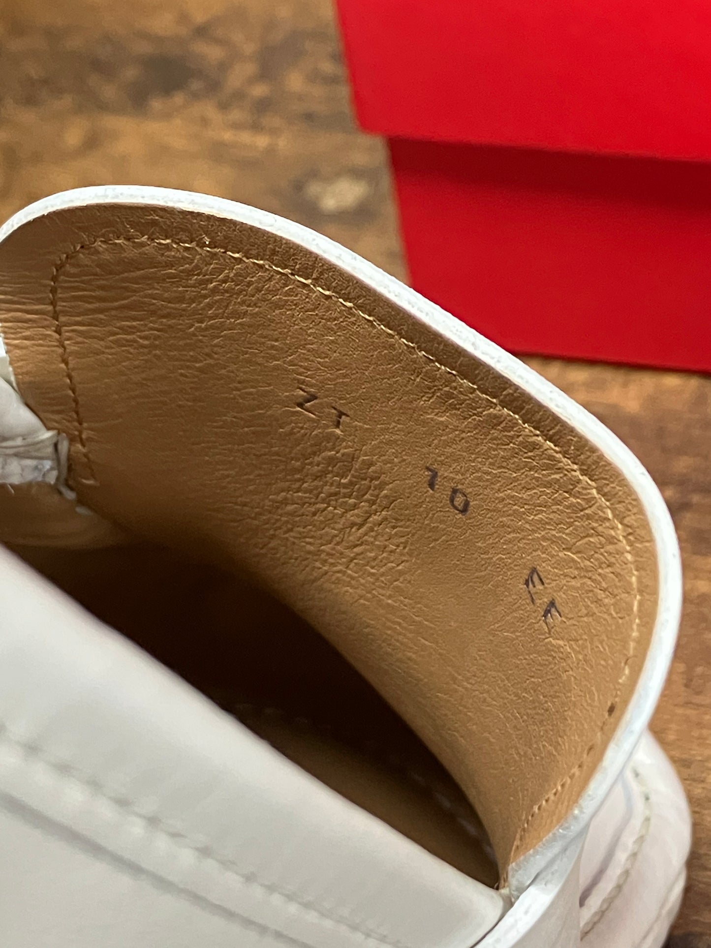 10/11-Ferragamo White Penny Loafer