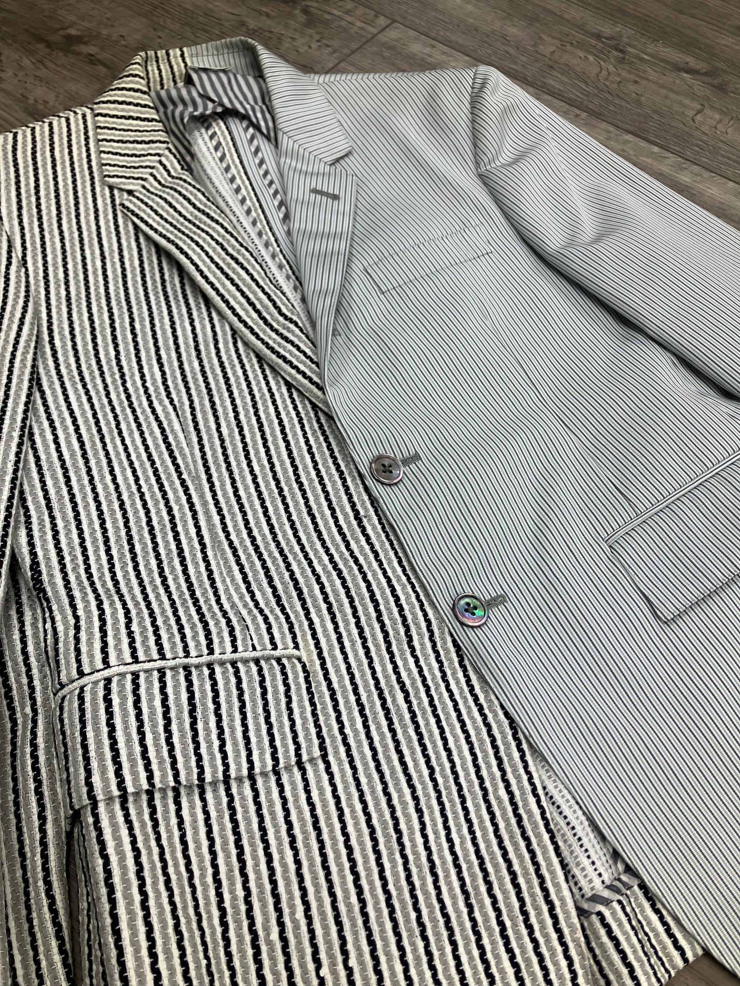3-Thom Browne Asymmetric Grey Blazer