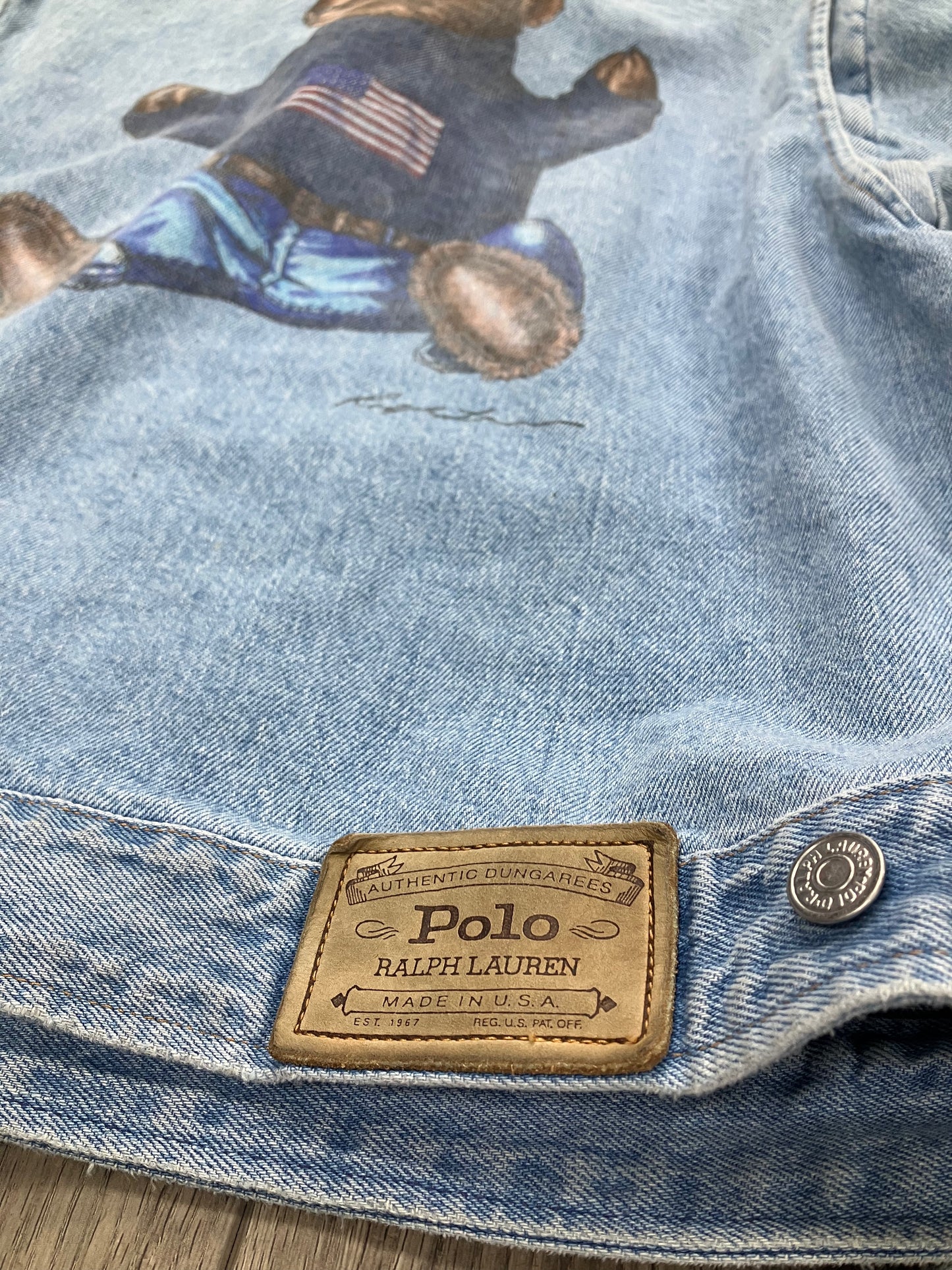 L-Vintage Polo Ralph Lauren Teddy Bear Denim Jacket