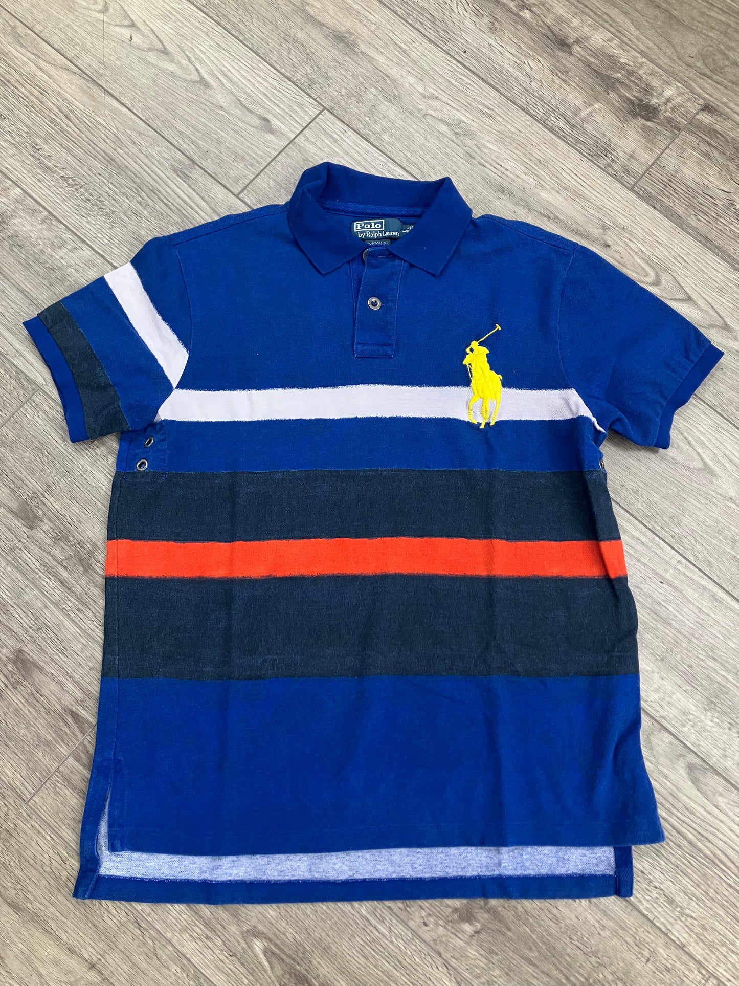 L-R35 Print Striped Polo