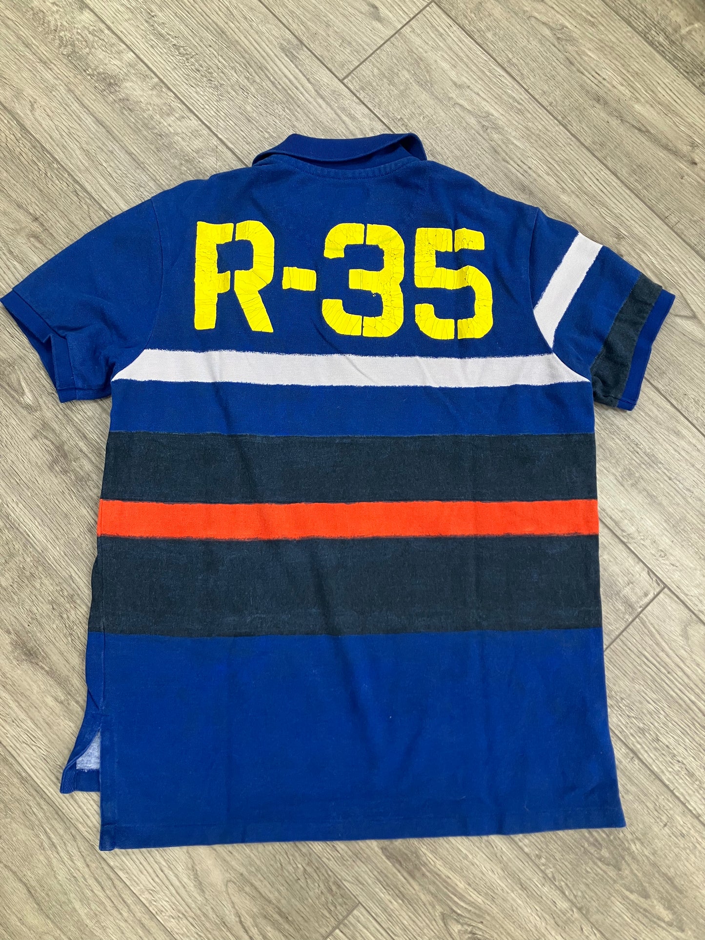 L-R35 Print Striped Polo